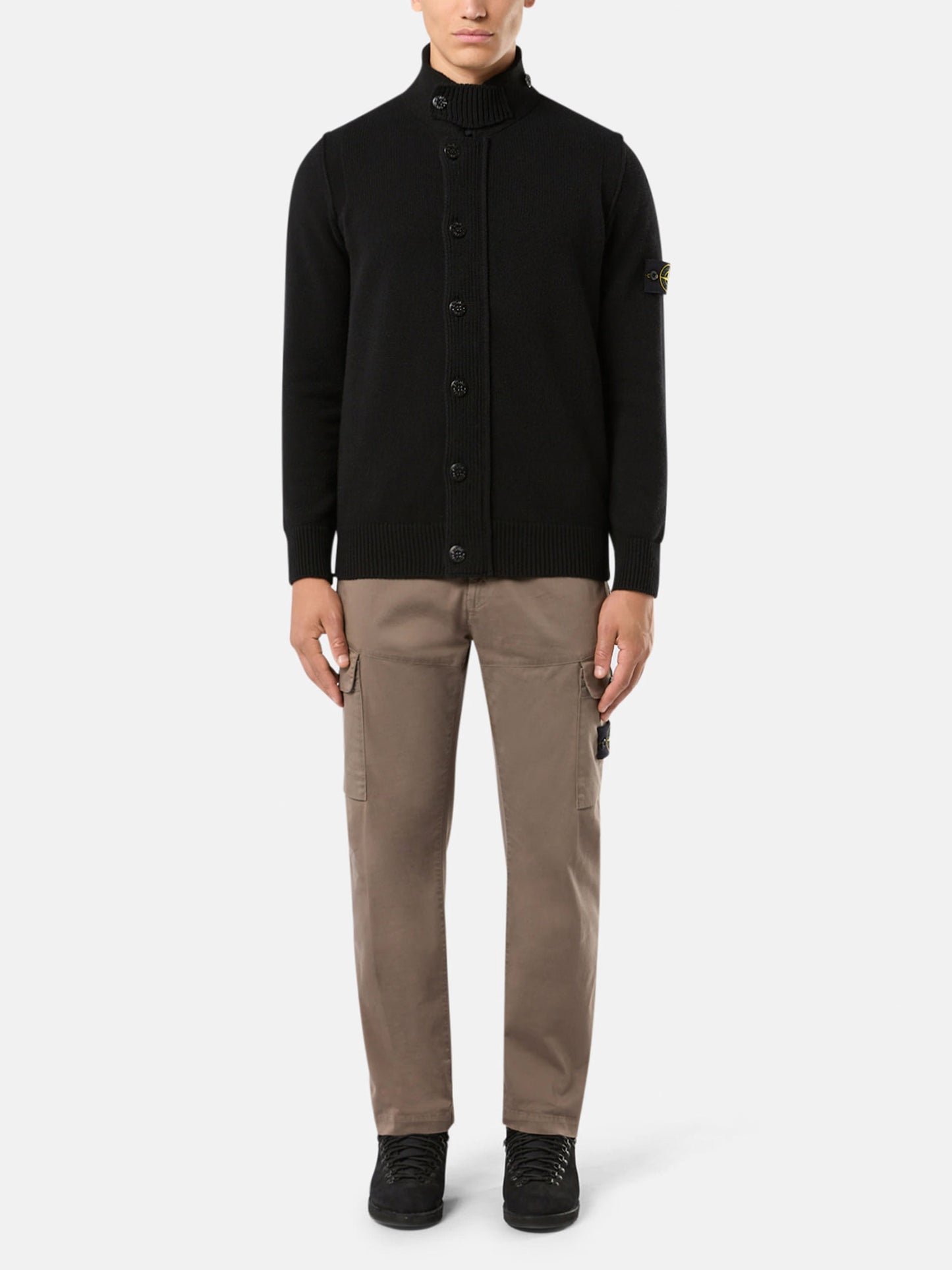 Stone Island – Strickjacke mit Reißverschluss für Herren Schwarz - Black