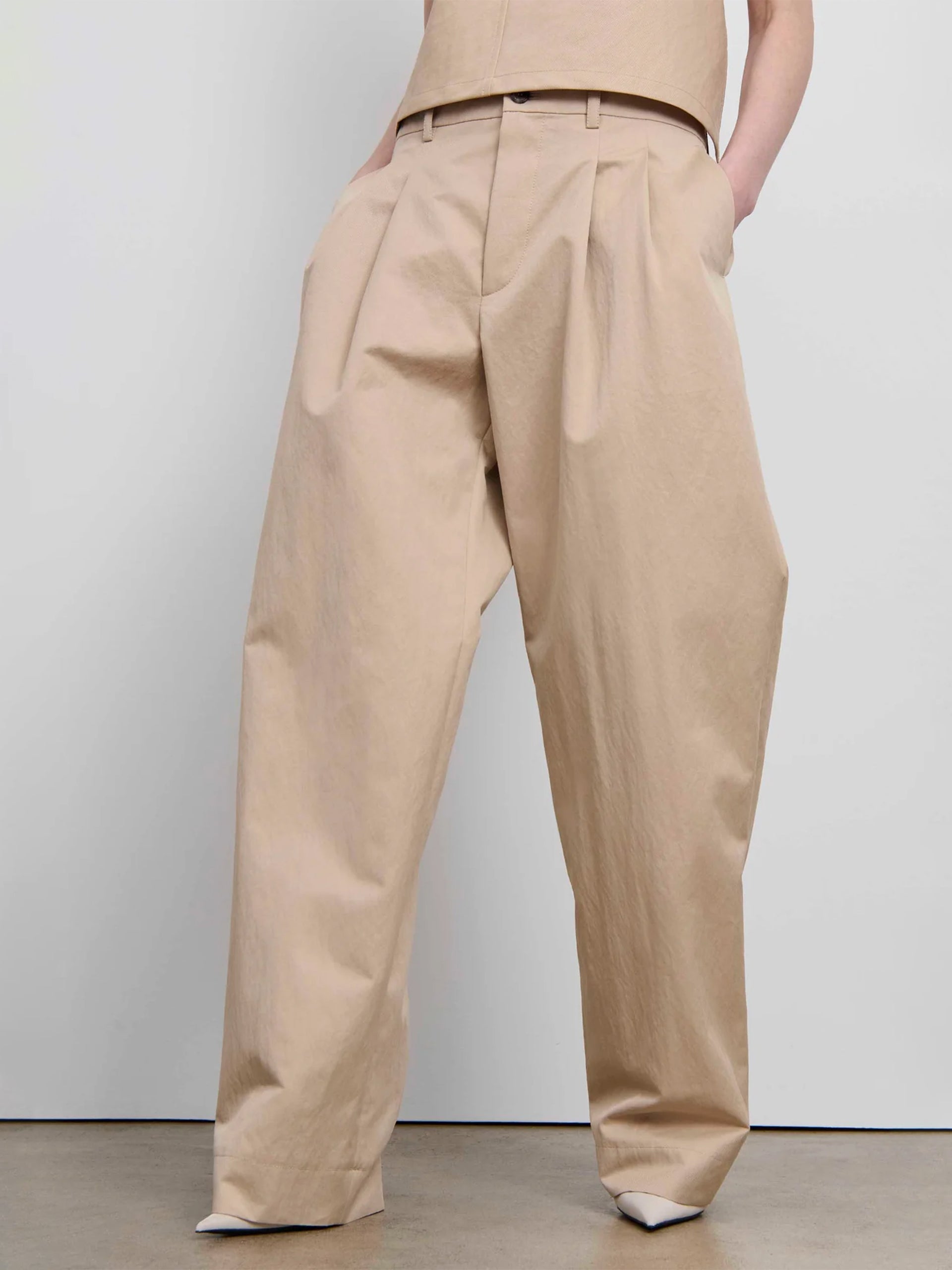 WARDROBE.NYC - Weite Chinohose aus Baumwoll-Drill Khaki