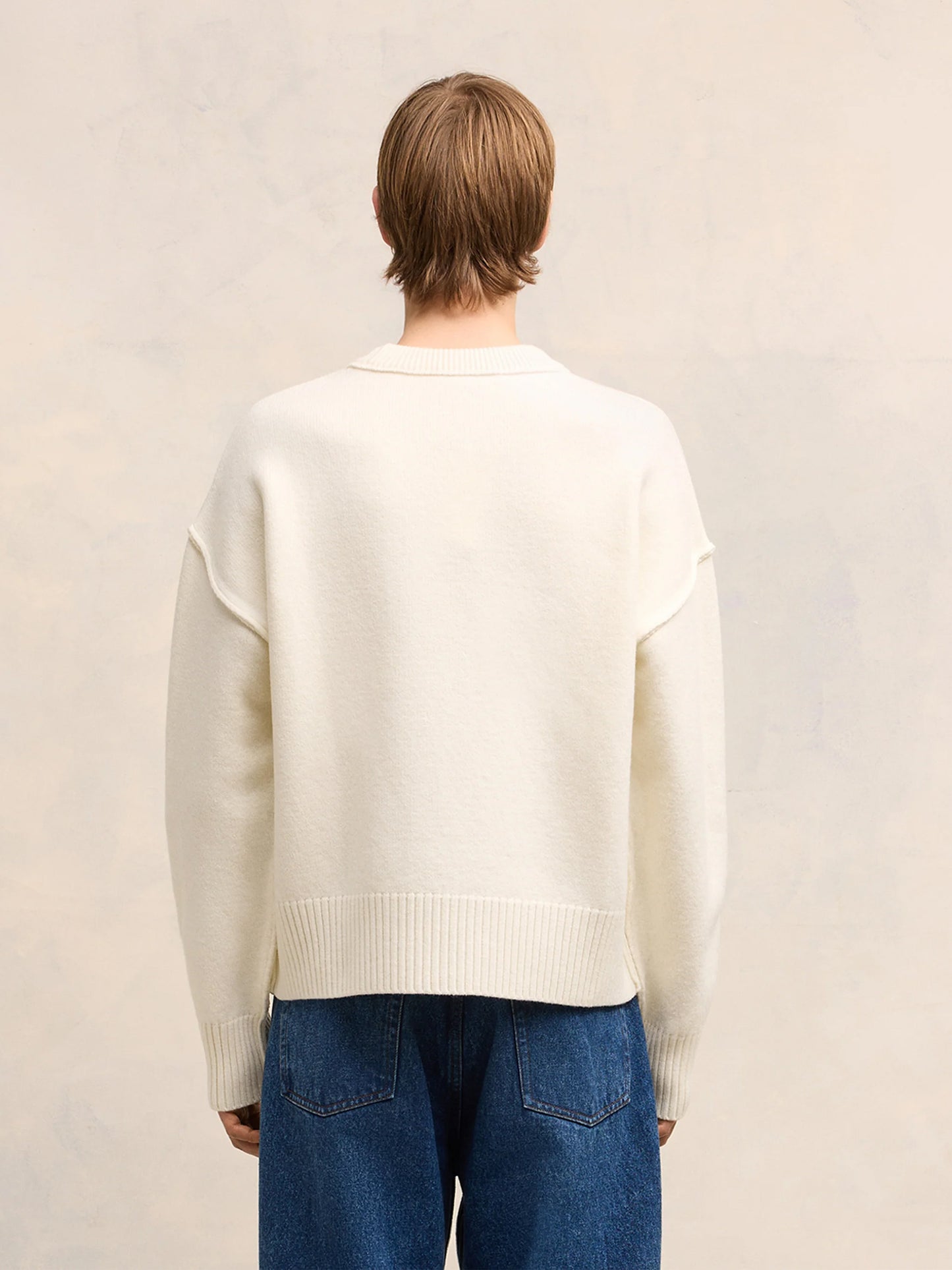 AMI PARIS - Strickpullover Ami De Coeur mit rotem Logo Off White