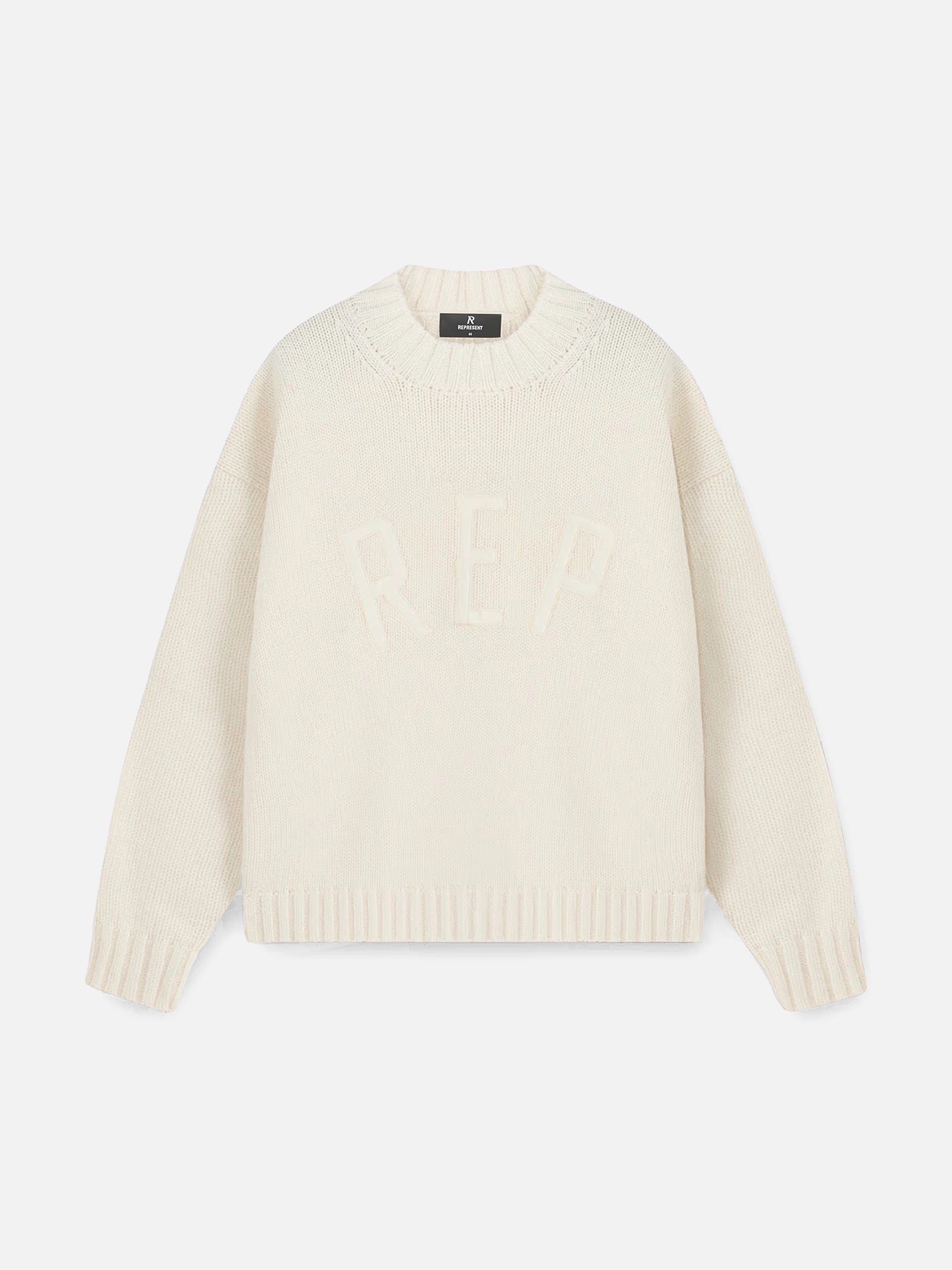 REPRESENT - Strickpullover mit Logo für Herren Cremeweiss – Cream white