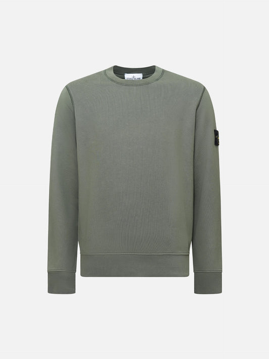 STONE ISLAND - Sweatshirt mit Logo-Patch für Herren Olivgrün – Olive green