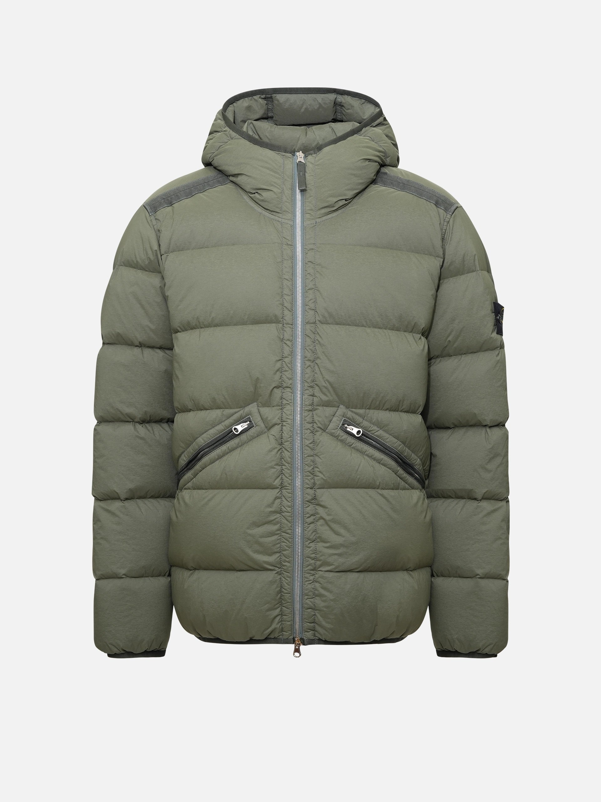 STONE ISLAND - Daunenjacke mit Kapuze für Herren Olivgrün – Olive green