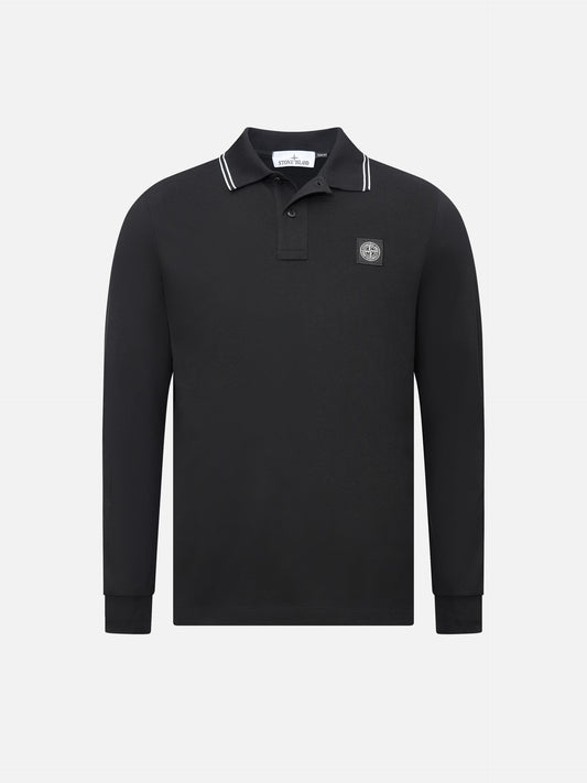 STONE ISLAND - Langärmliges Poloshirt für Herren Schwarz - Black