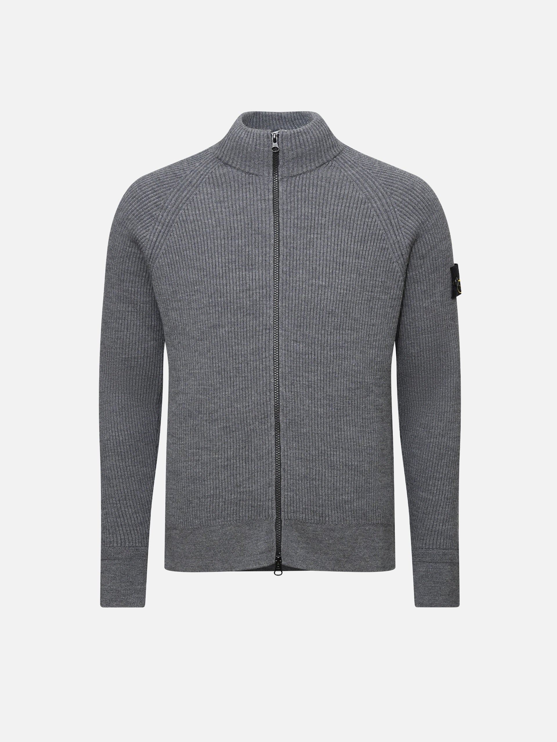 STONE ISLAND - Gerippte Strickjacke für Herren Grau – Gray