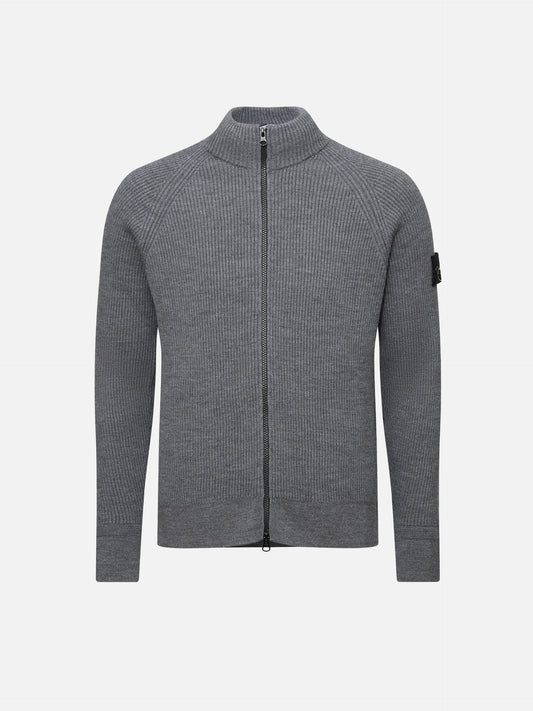 STONE ISLAND - Gerippte Strickjacke für Herren Grau – Gray