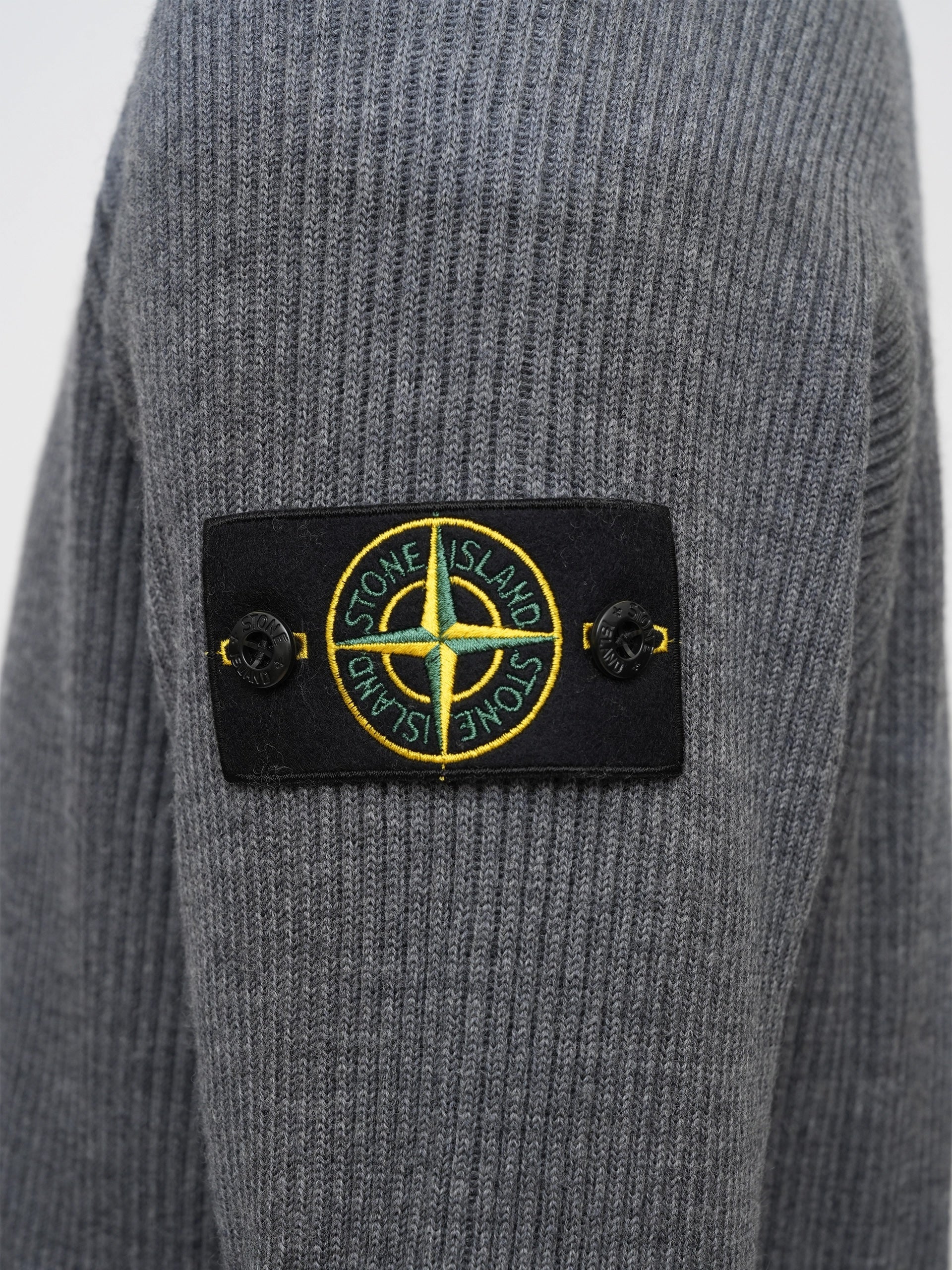 STONE ISLAND - Gerippte Strickjacke für Herren Grau – Gray