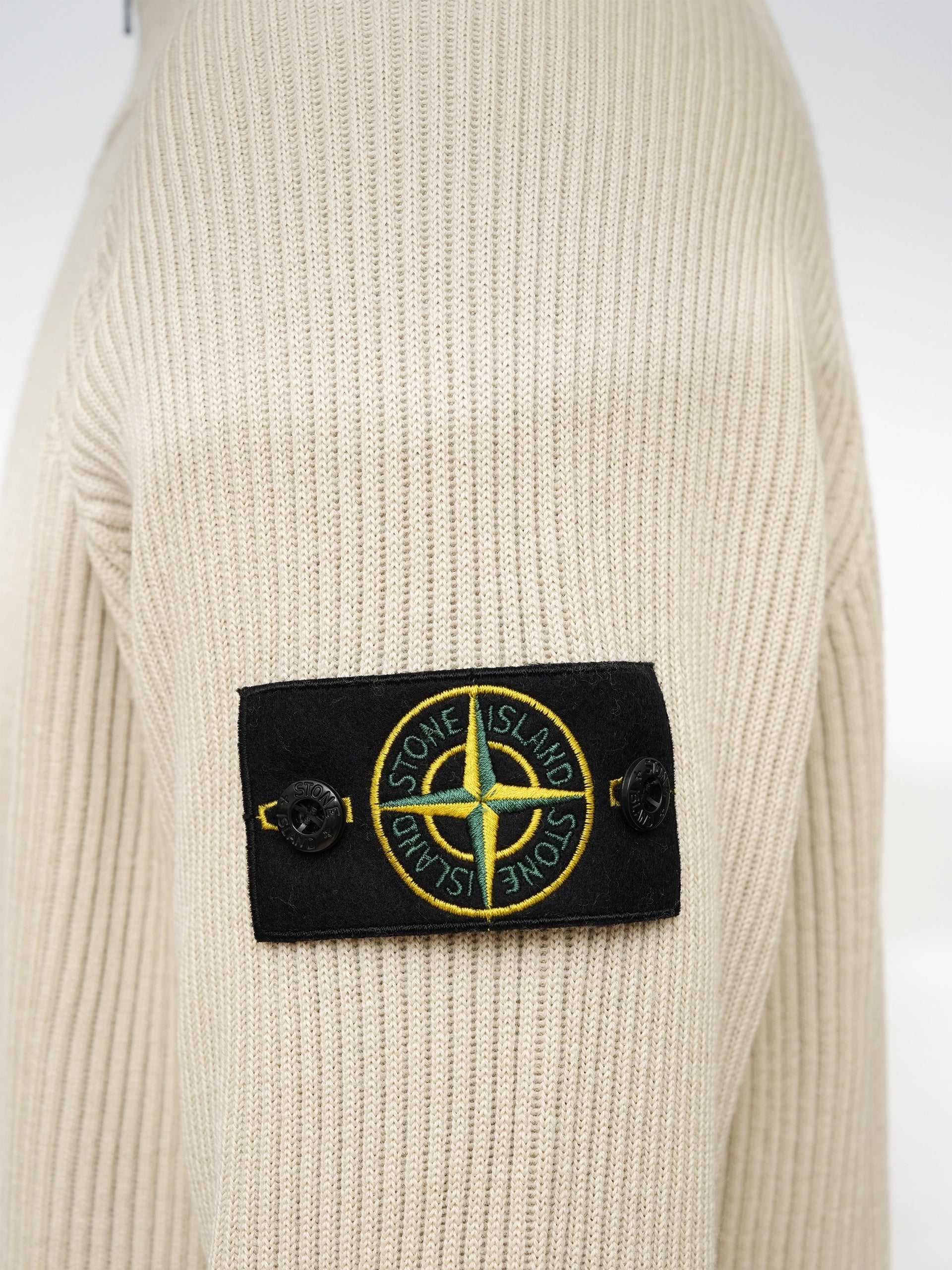 STONE ISLAND - Gerippte Strickjacke für Herren Beige