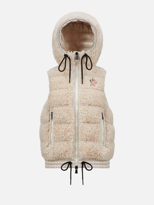 MONCLER GRENOBLE - Daunenweste aus Teddy-Fleece für Damen Hellbeige – Light beige