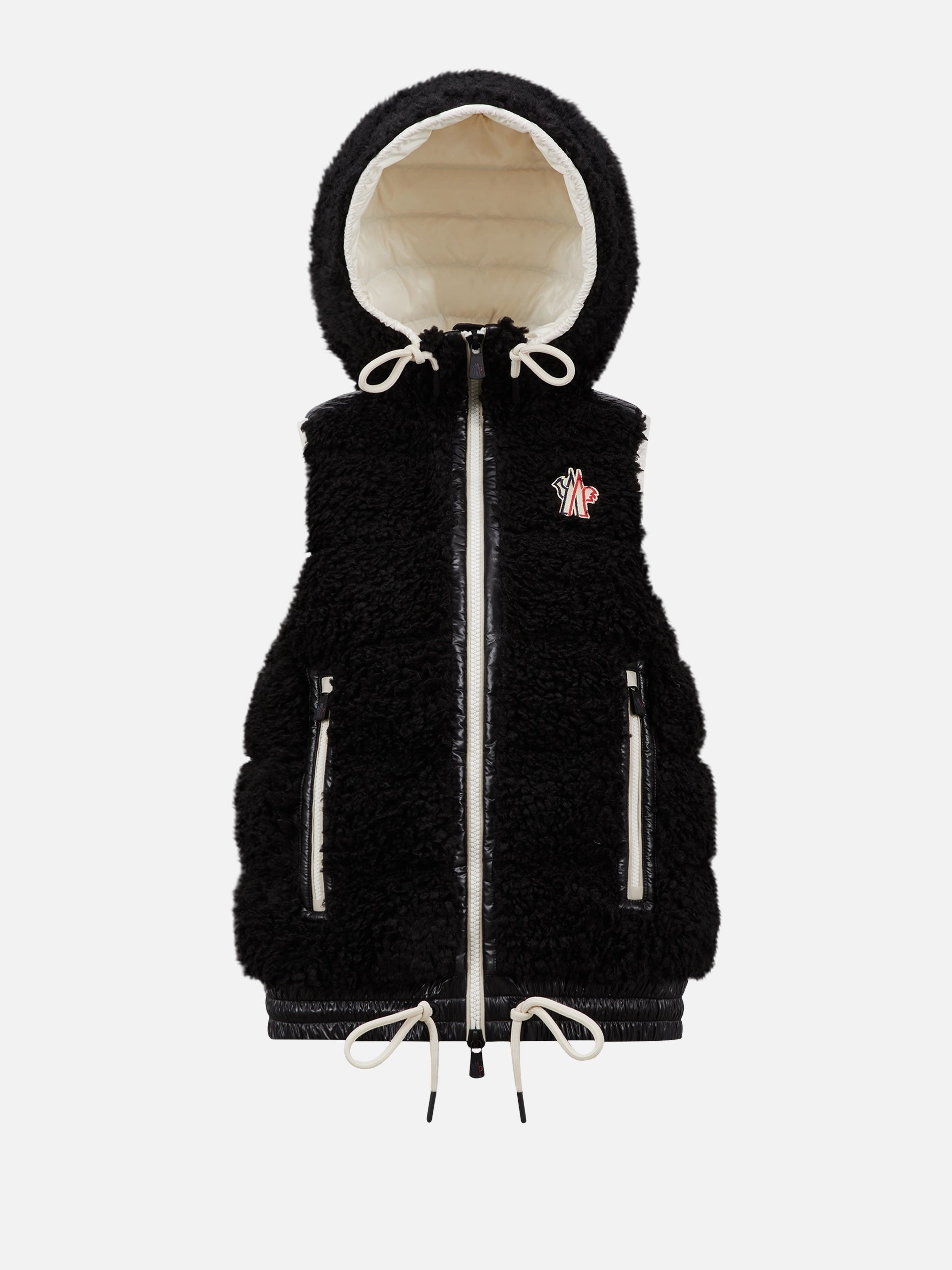 MONCLER GRENOBLE - Daunenweste aus Teddy-Fleece für Damen Schwarz – Black