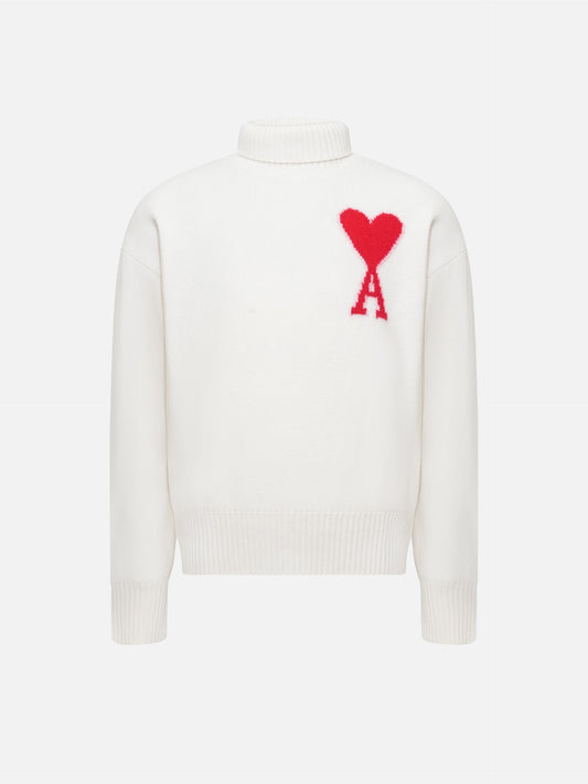 AMI PARIS - Rollkragenpullover Ami De Coeur Off-White