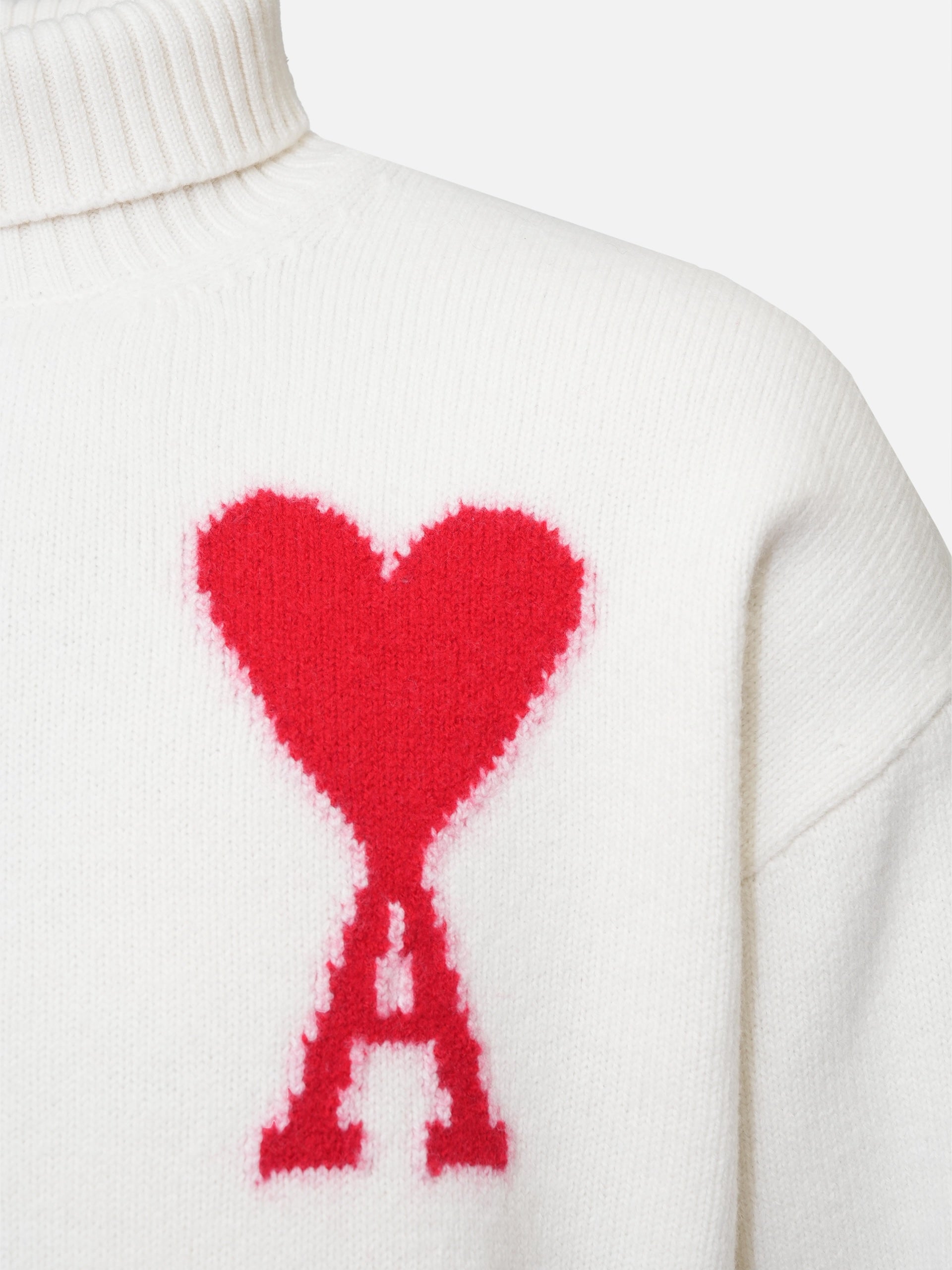 AMI PARIS - Rollkragenpullover Ami De Coeur Off-White