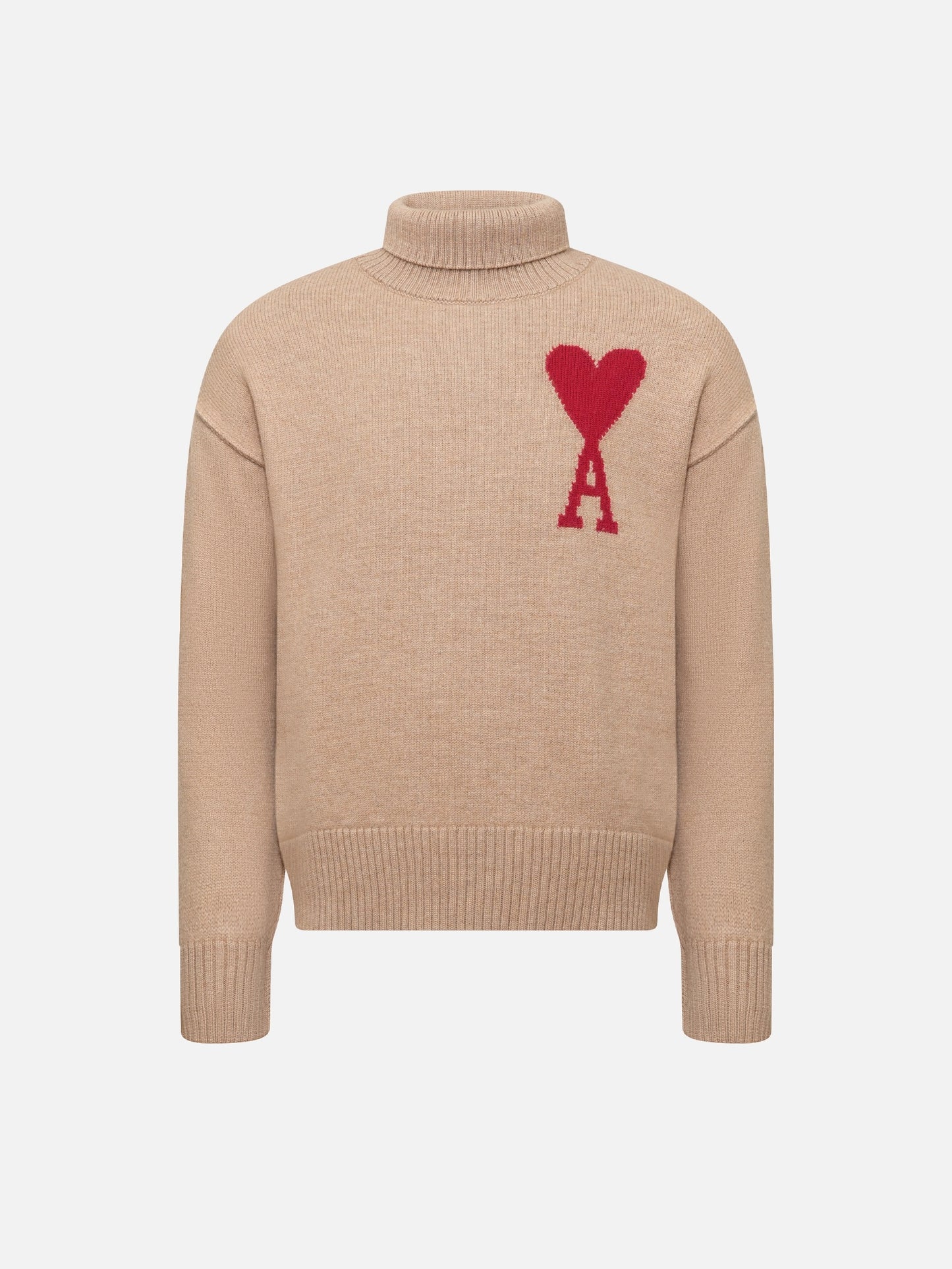 AMI PARIS - Pullover Ami De Coeur mit Stehkragen Camel