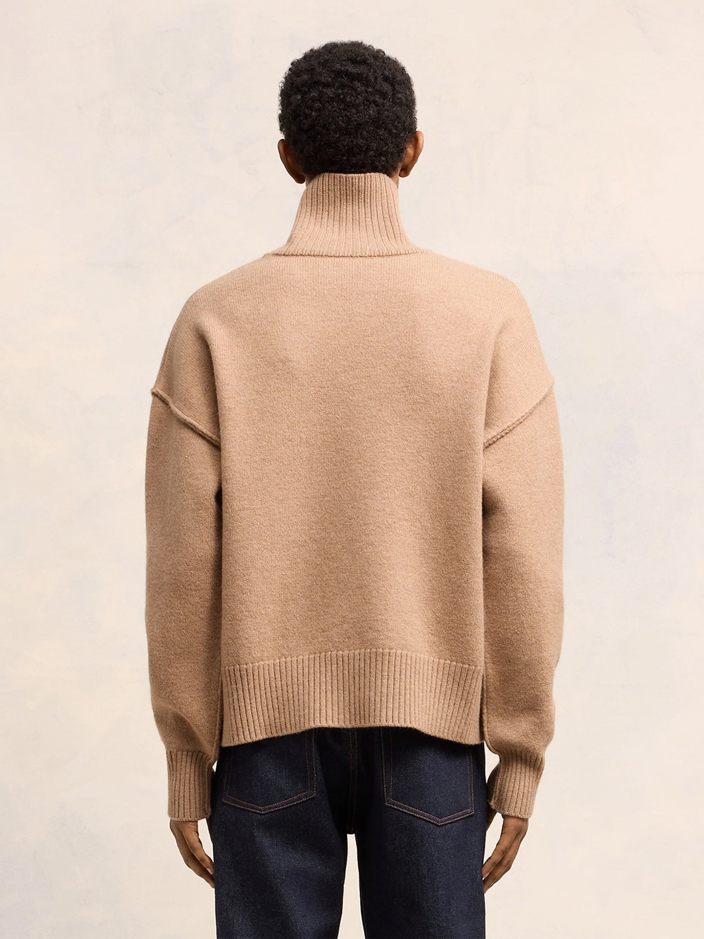 AMI PARIS - Pullover Ami De Coeur mit Stehkragen Camel