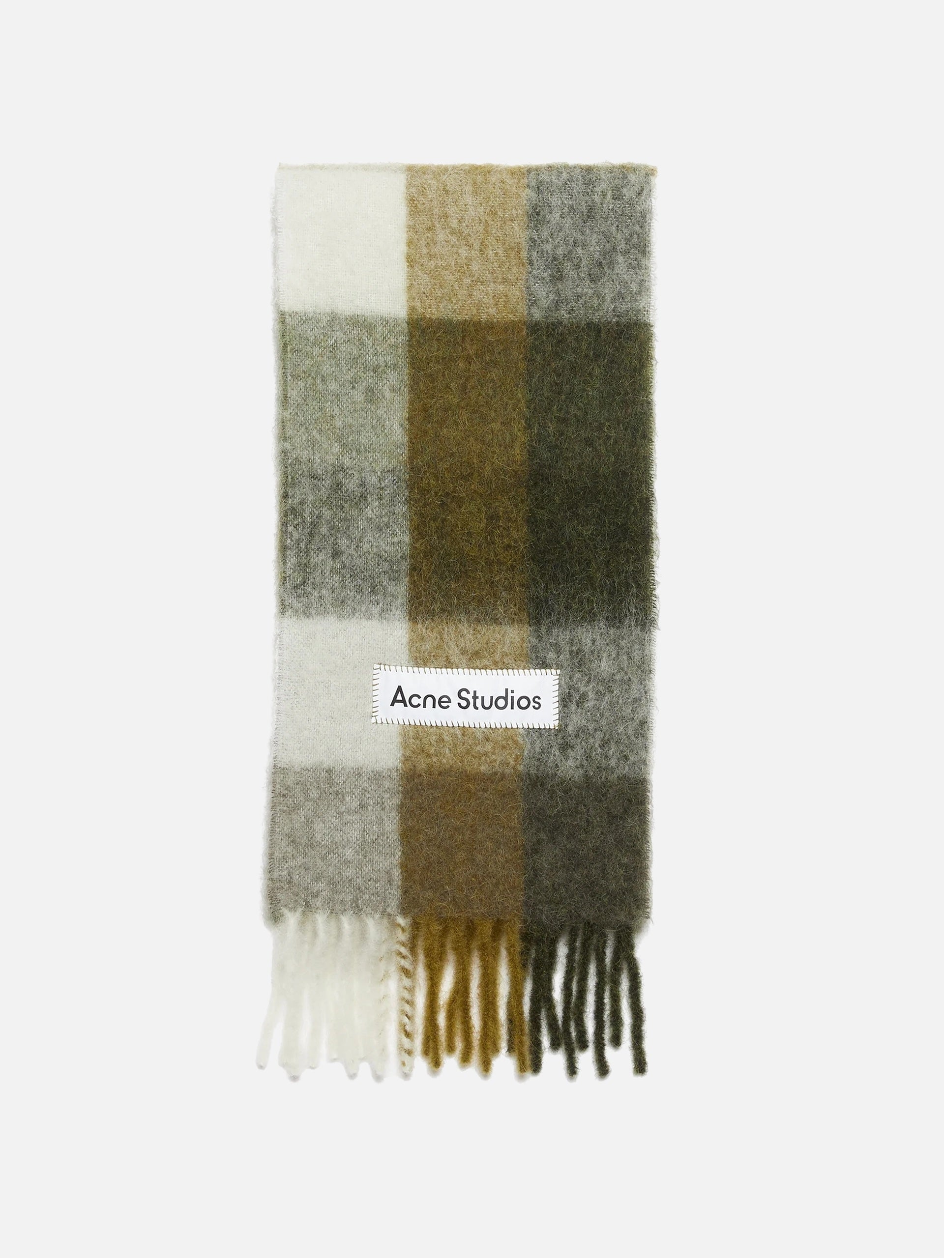 ACNE STUDIOS - Karierter Unisex-Schal aus Mohair Taupe / Grün / Schwarz - Taupe / Green / Black