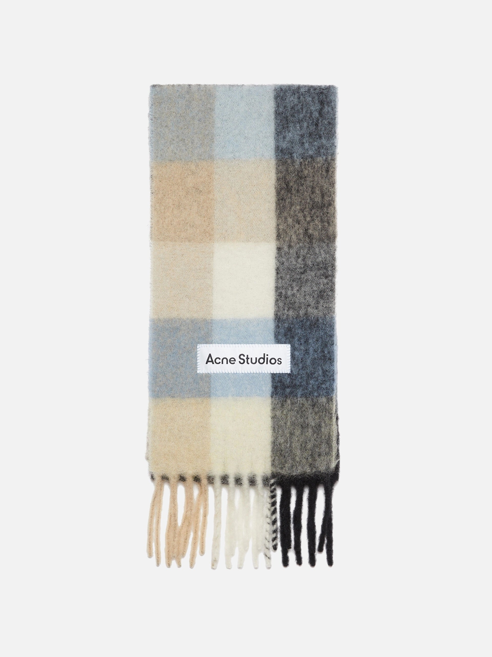 ACNE STUDIOS - Karierter Unisex-Schal aus Mohair Blau / Beige / Schwarz - Blue / Beige / Black