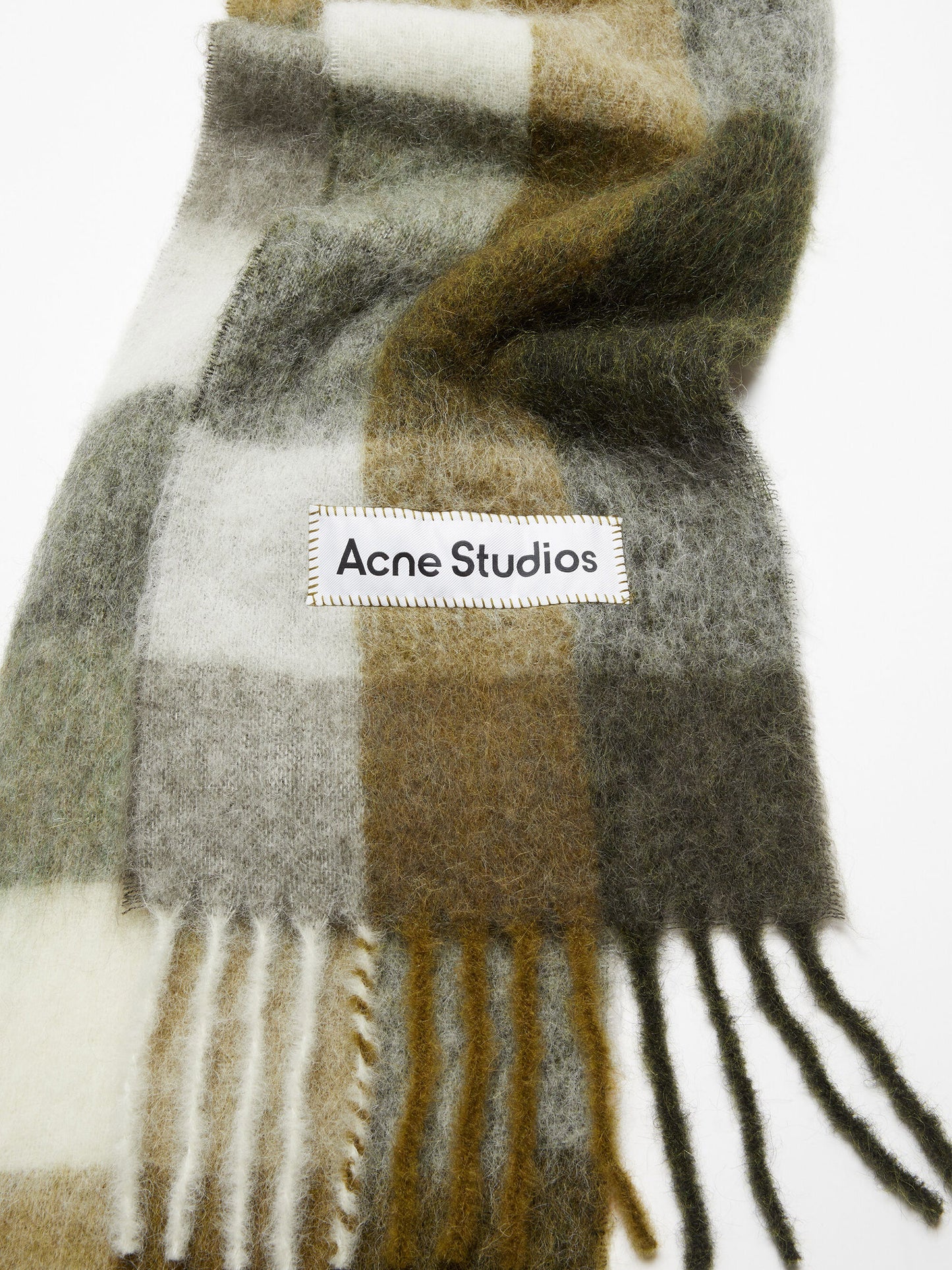 ACNE STUDIOS - Karierter Unisex-Schal aus Mohair Taupe / Grün / Schwarz - Taupe / Green / Black