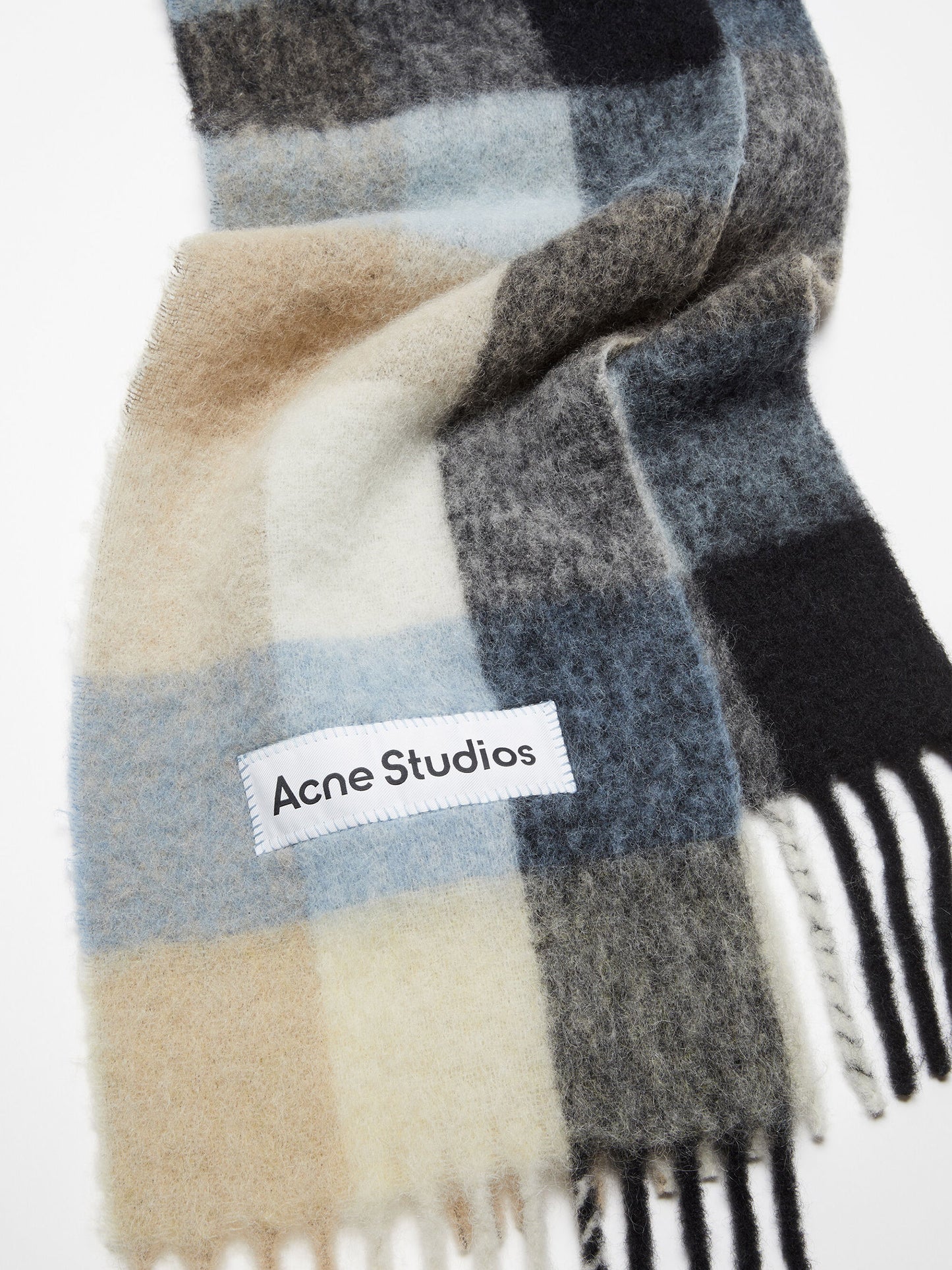 ACNE STUDIOS - Karierter Unisex-Schal aus Mohair Blau / Beige / Schwarz - Blue / Beige / Black