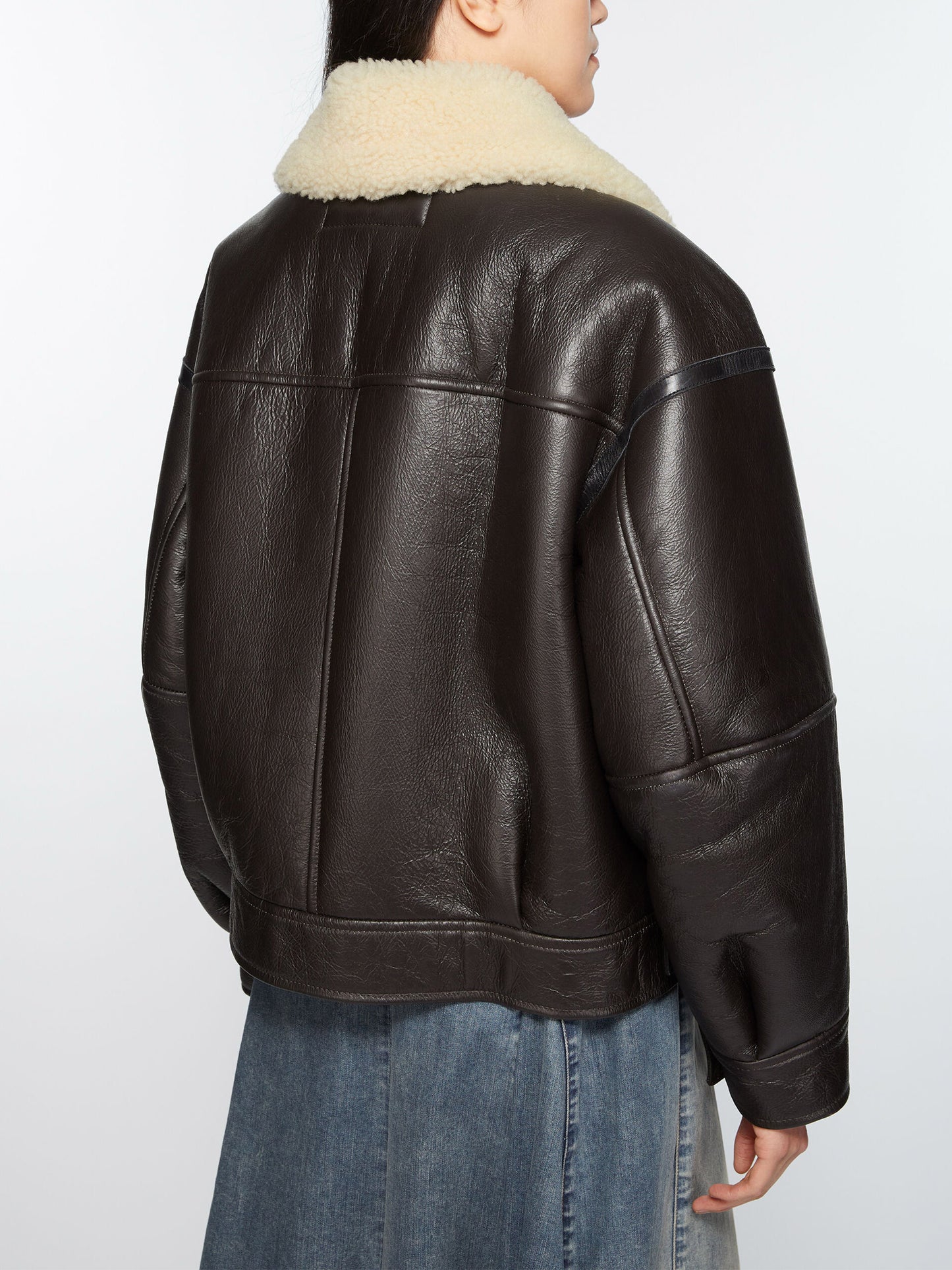 ACNE STUDIOS - Lederjacke mit Shearling-Kragen für Damen