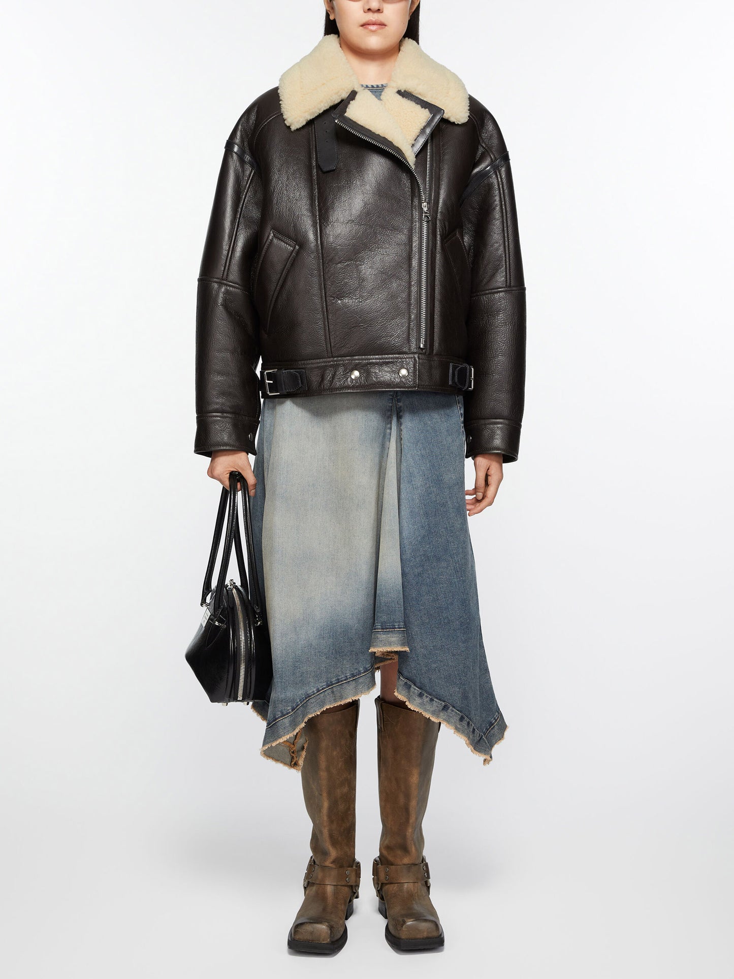 ACNE STUDIOS - Lederjacke mit Shearling-Kragen für Damen