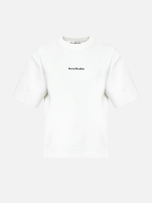 ACNE STUDIOS - Unisex Logo T-Shirt im Cropped-Fit Weiss - White