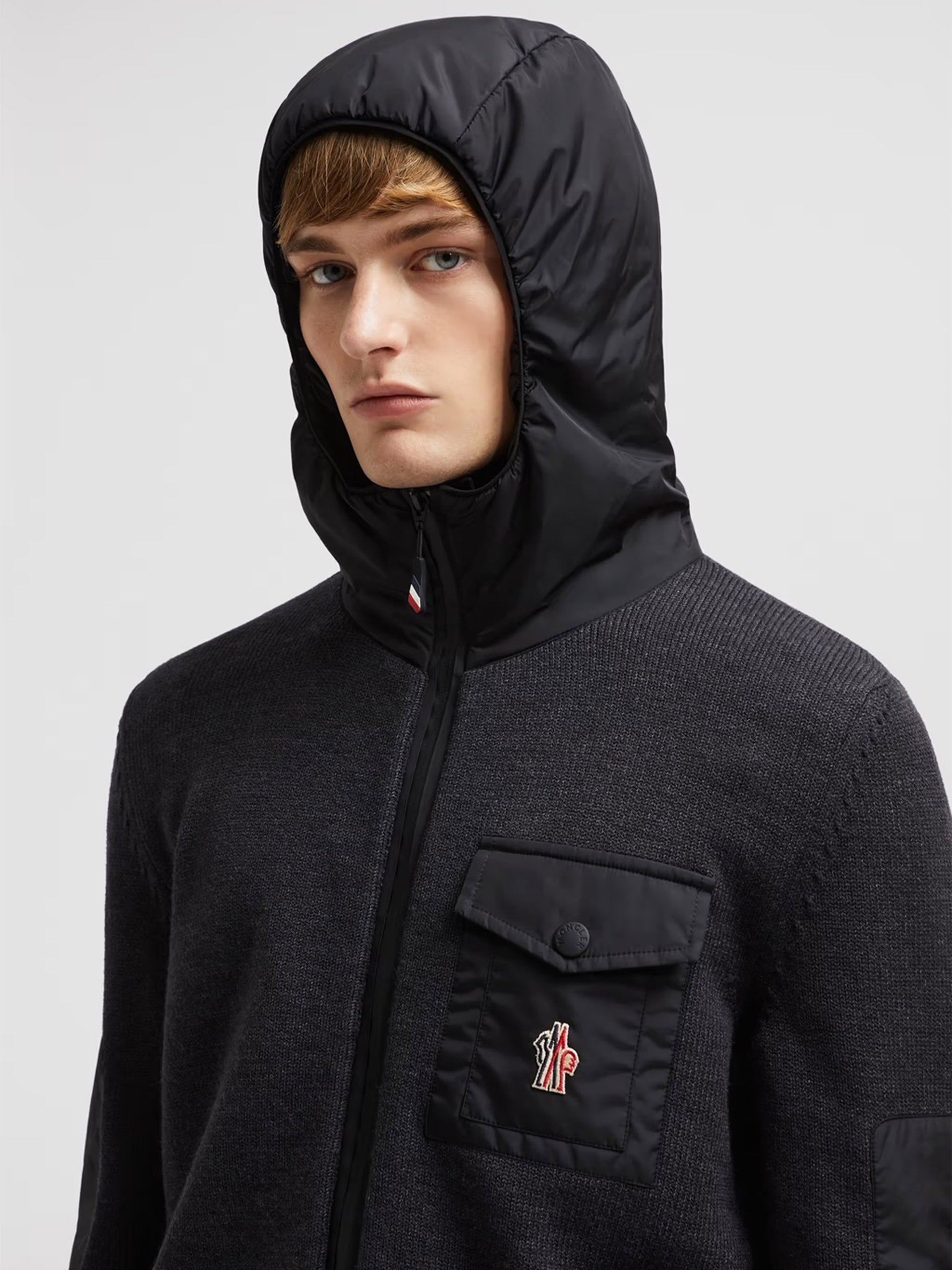 MONCLER GRENOBLE - Kapuzen-Strickjacke aus Wolle für Herren