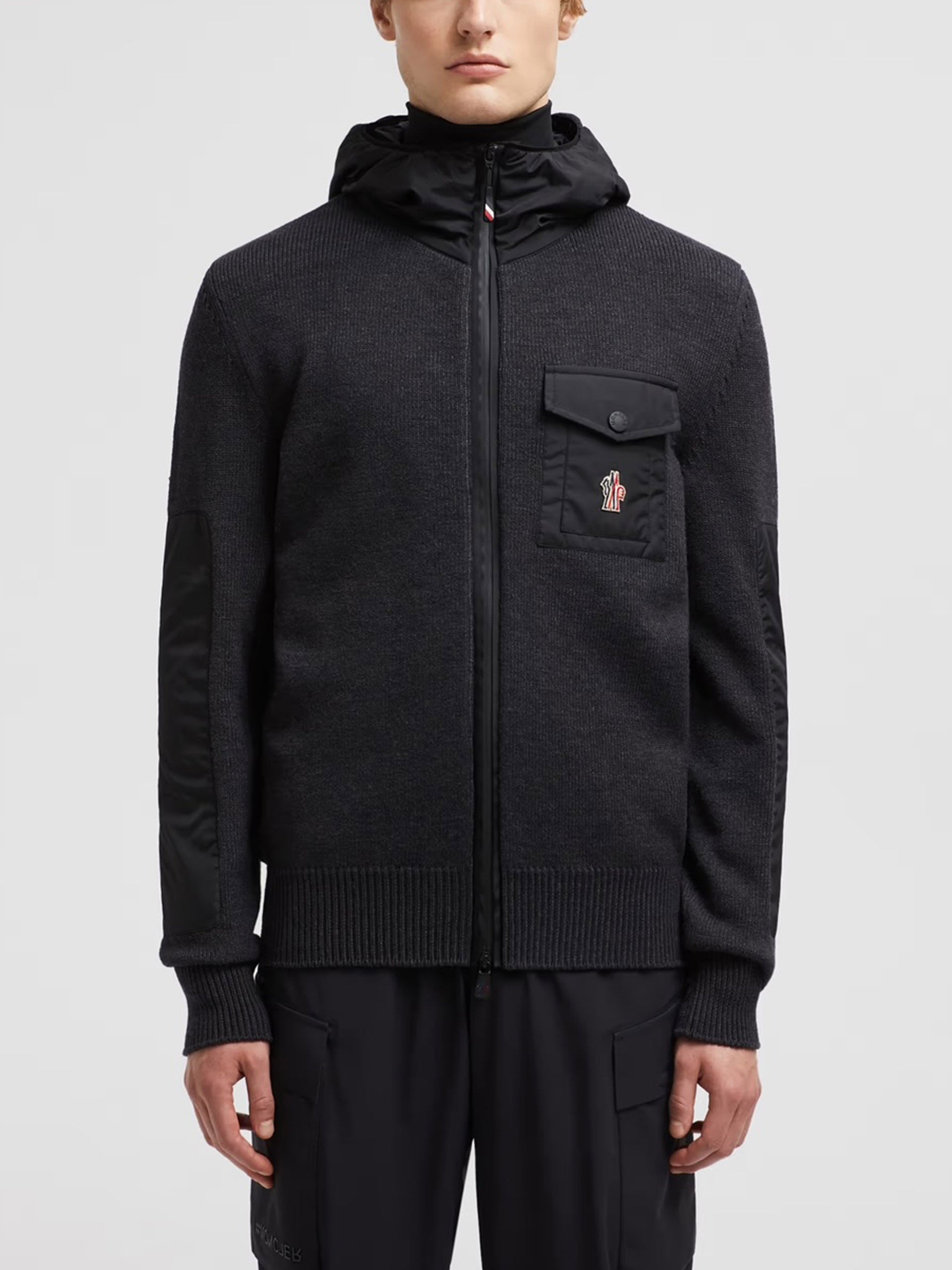 MONCLER GRENOBLE - Kapuzen-Strickjacke aus Wolle für Herren