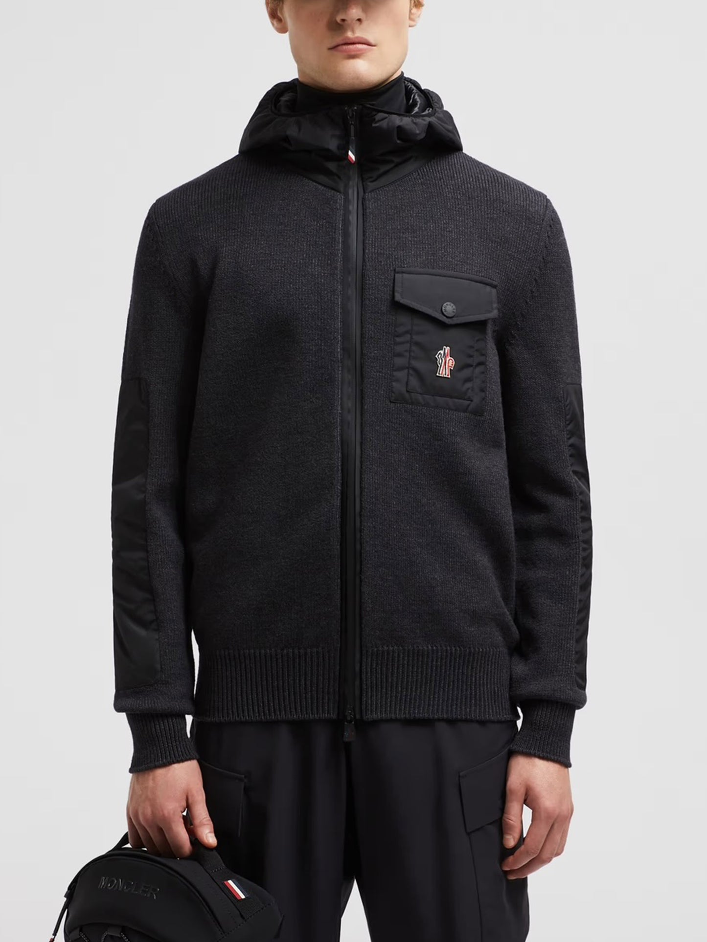 MONCLER GRENOBLE - Kapuzen-Strickjacke aus Wolle für Herren