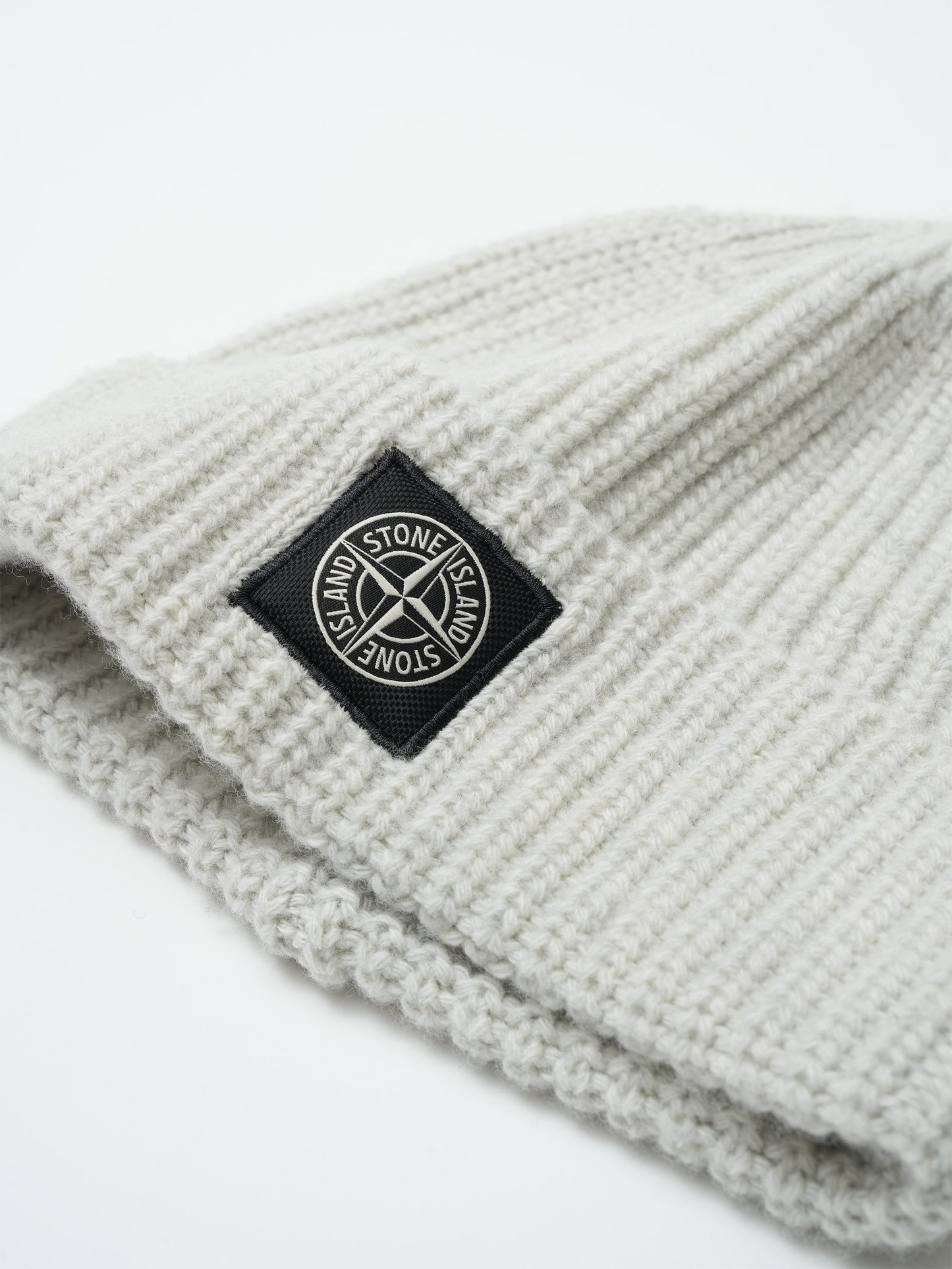 STONE ISLAND - Mütze mit Kompass-Logo aus Wolle Hellgrau - Light gray