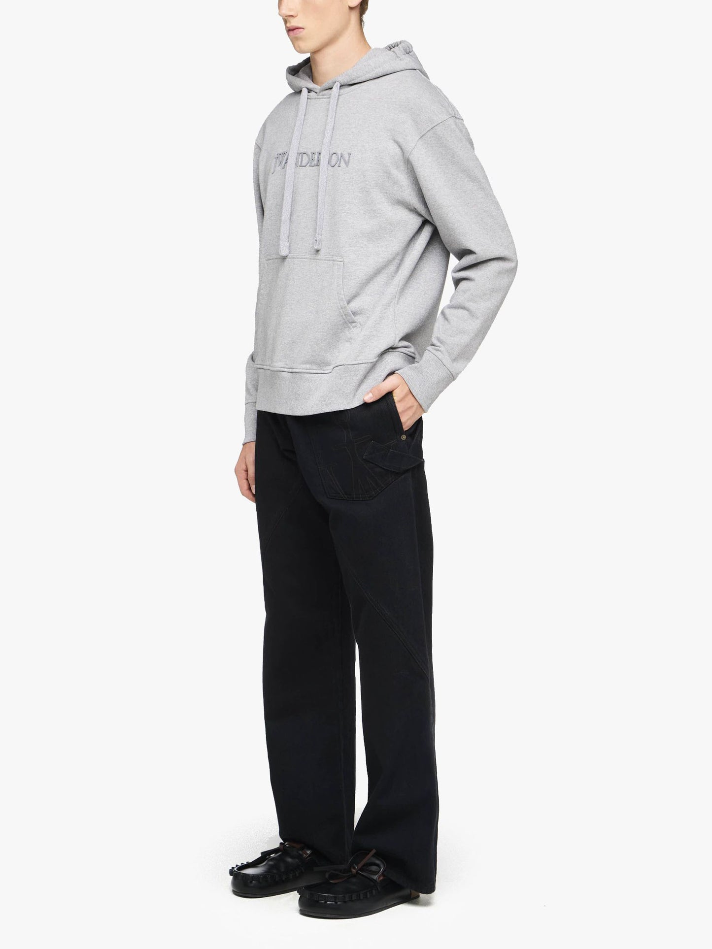 JW ANDERSON - Hoodie mit Logo-Stickerei Grau Melange - Grey Melange