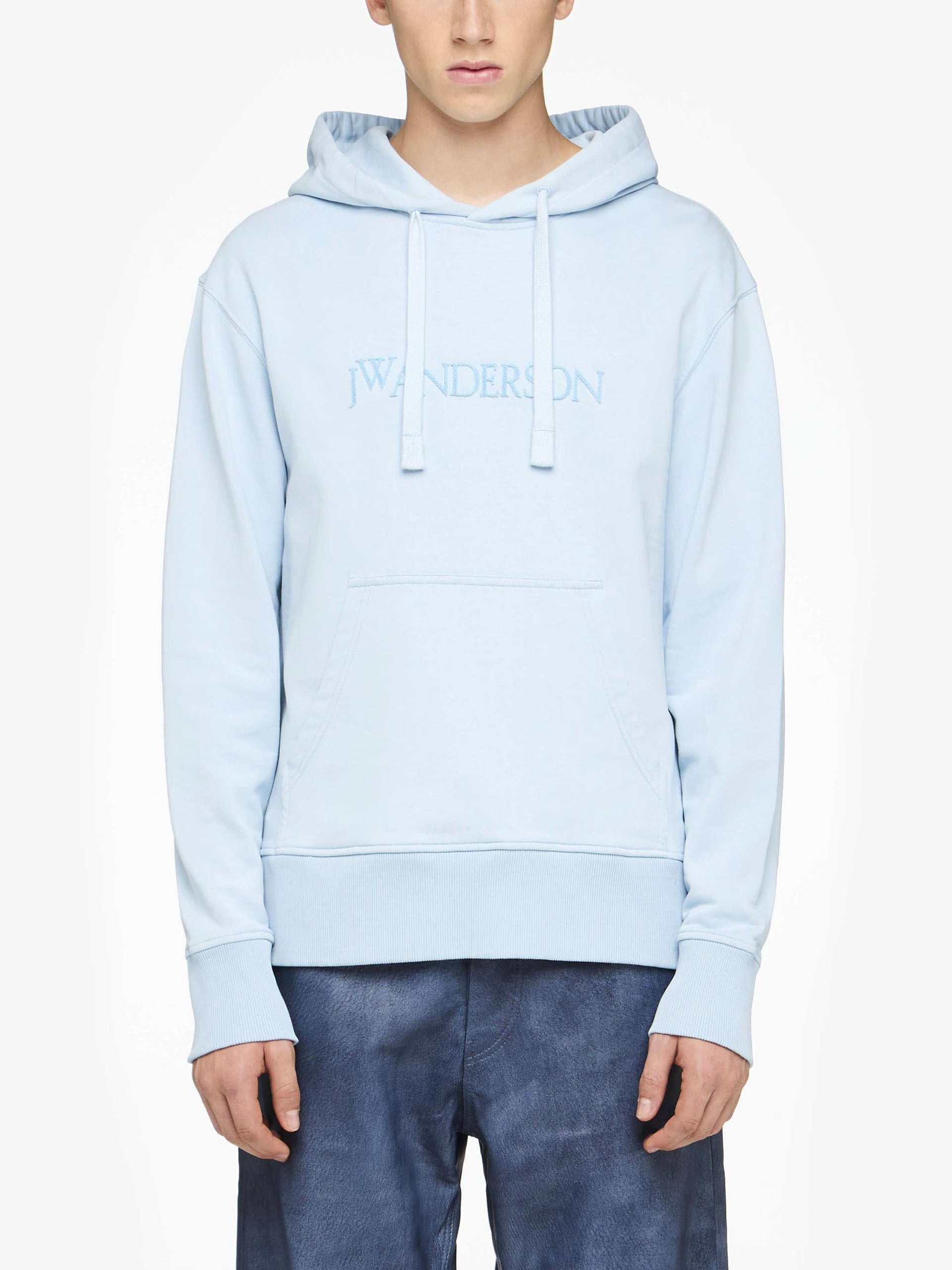 JW ANDERSON - Hoodie mit Logo-Stickerei Hellblau - Light blue