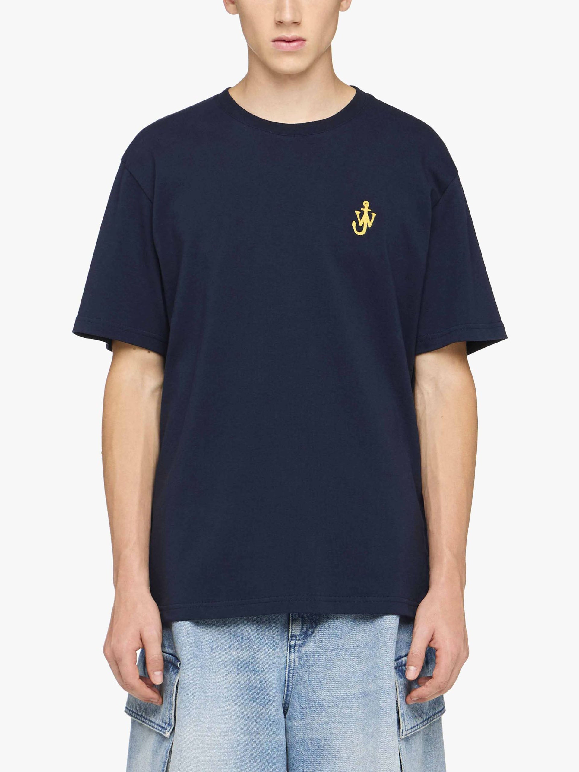 JW ANDERSON - T-Shirt mit Anker-Logo-Stickerei Dunkelblau - Dark blue