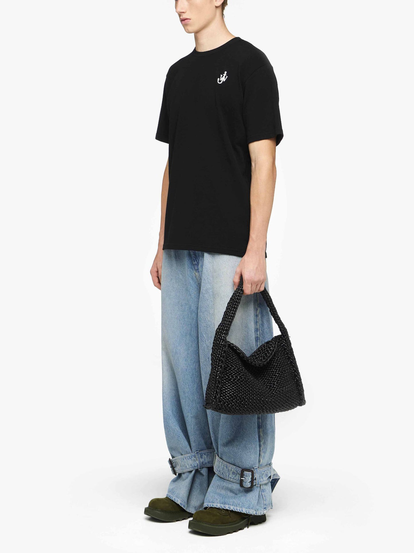 JW ANDERSON - T-Shirt mit Anker-Logo-Stickerei Schwarz - Black