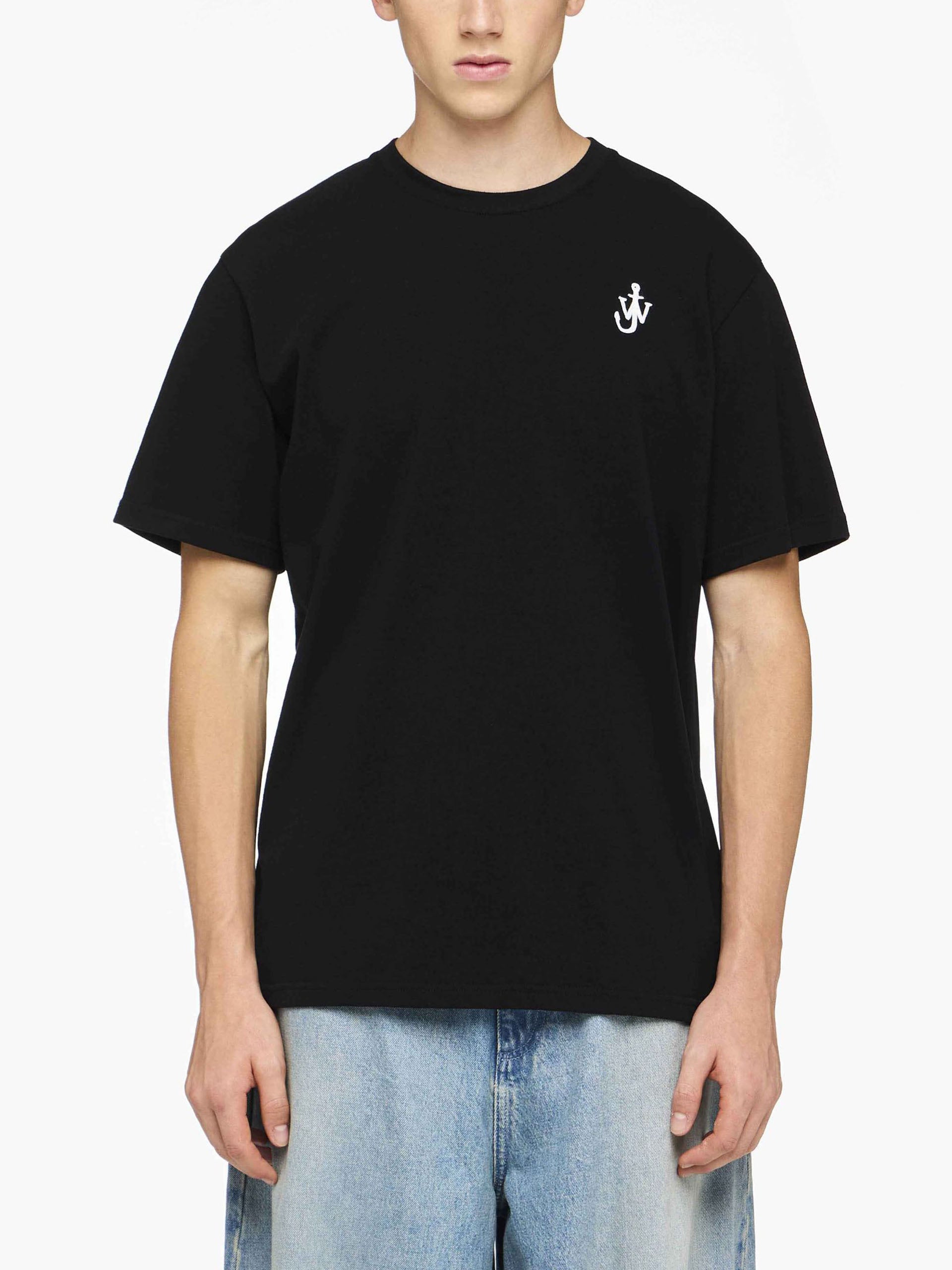 JW ANDERSON - T-Shirt mit Anker-Logo-Stickerei Schwarz - Black