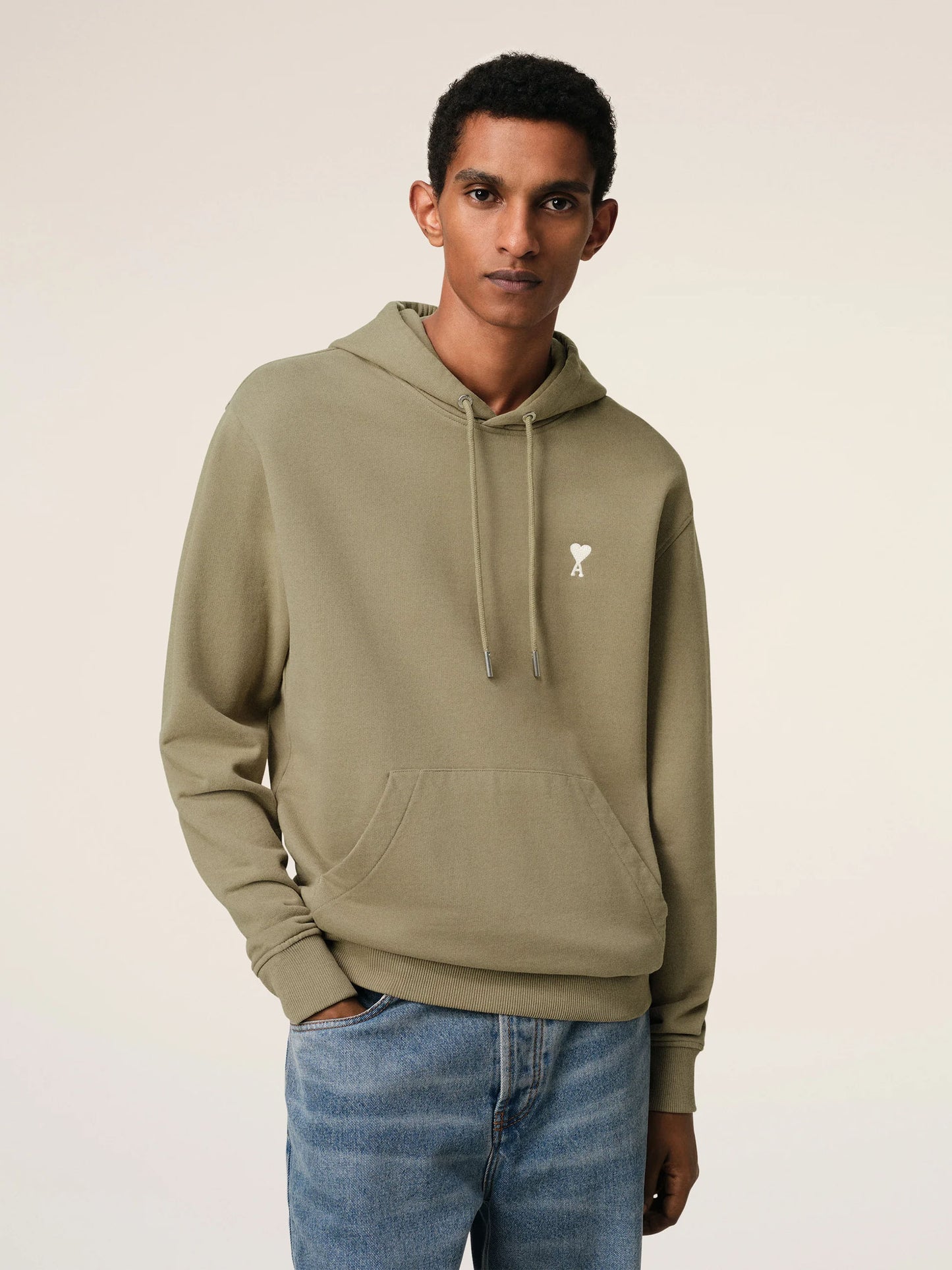 AMI PARIS - Hoodie Ami De Coeur mit weißem Logo Khaki