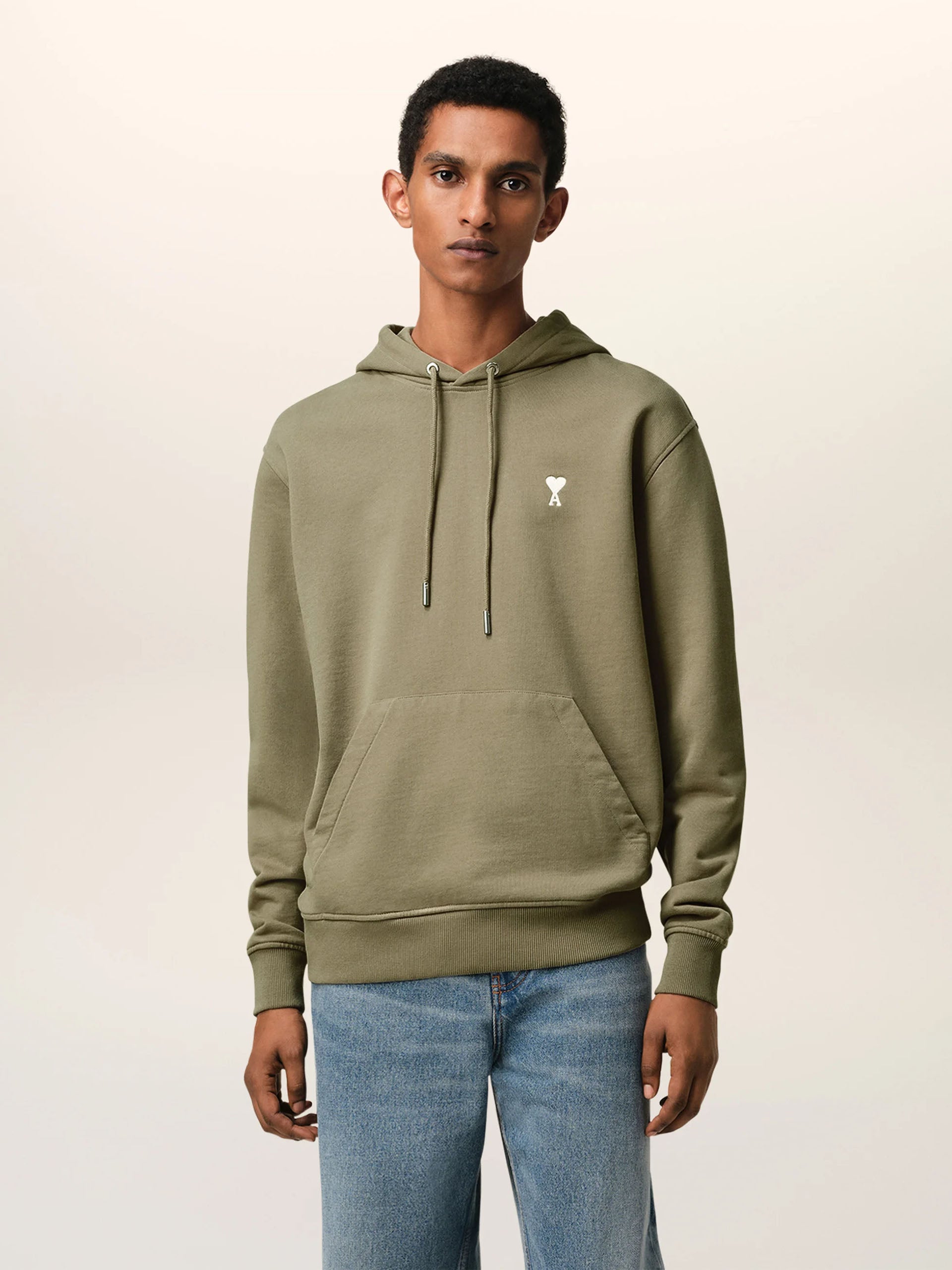 AMI PARIS - Hoodie Ami De Coeur mit weißem Logo Khaki