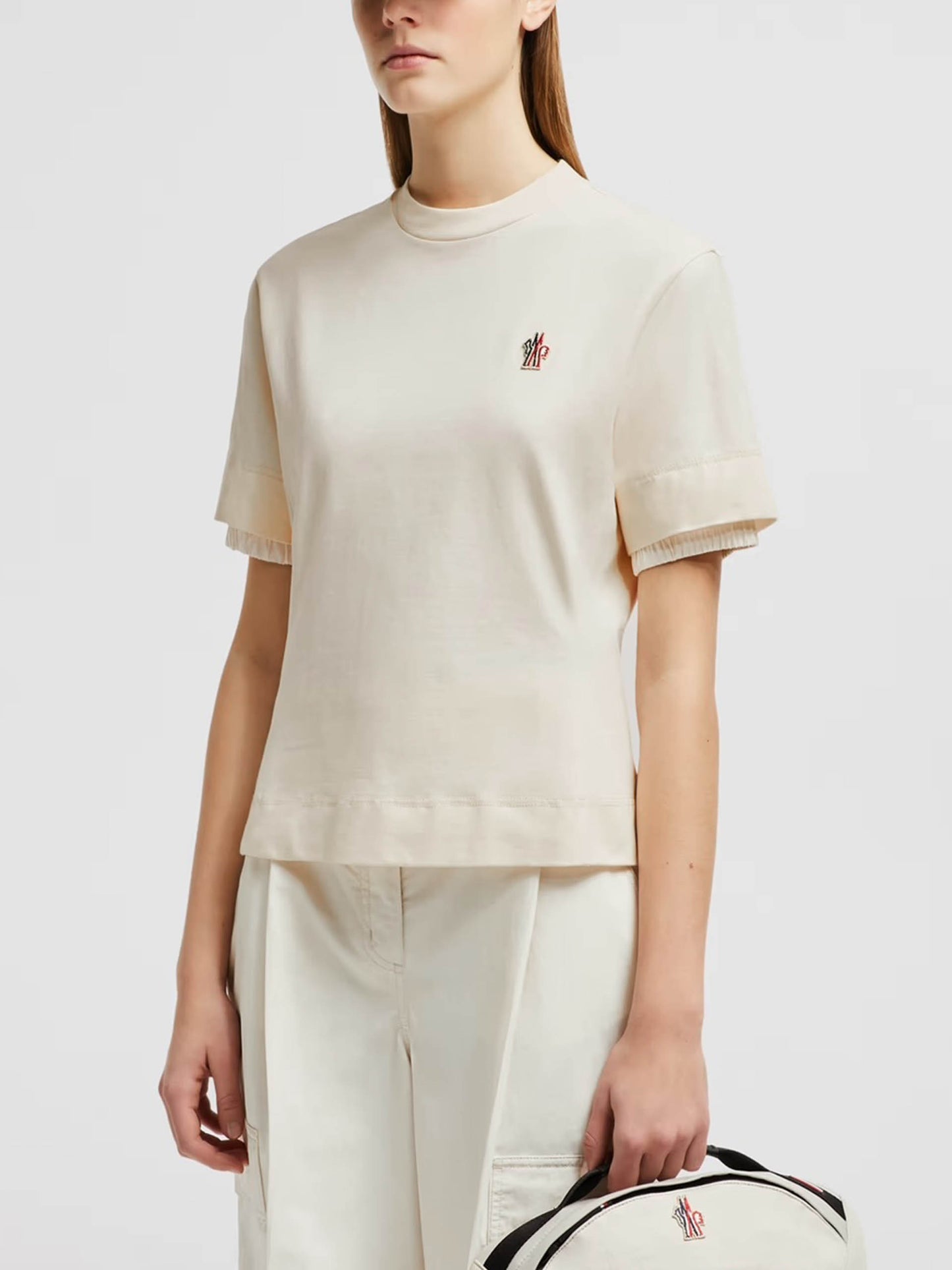 MONCLER GRENOBLE - T-Shirt mit Logo-Aufnäher für Damen