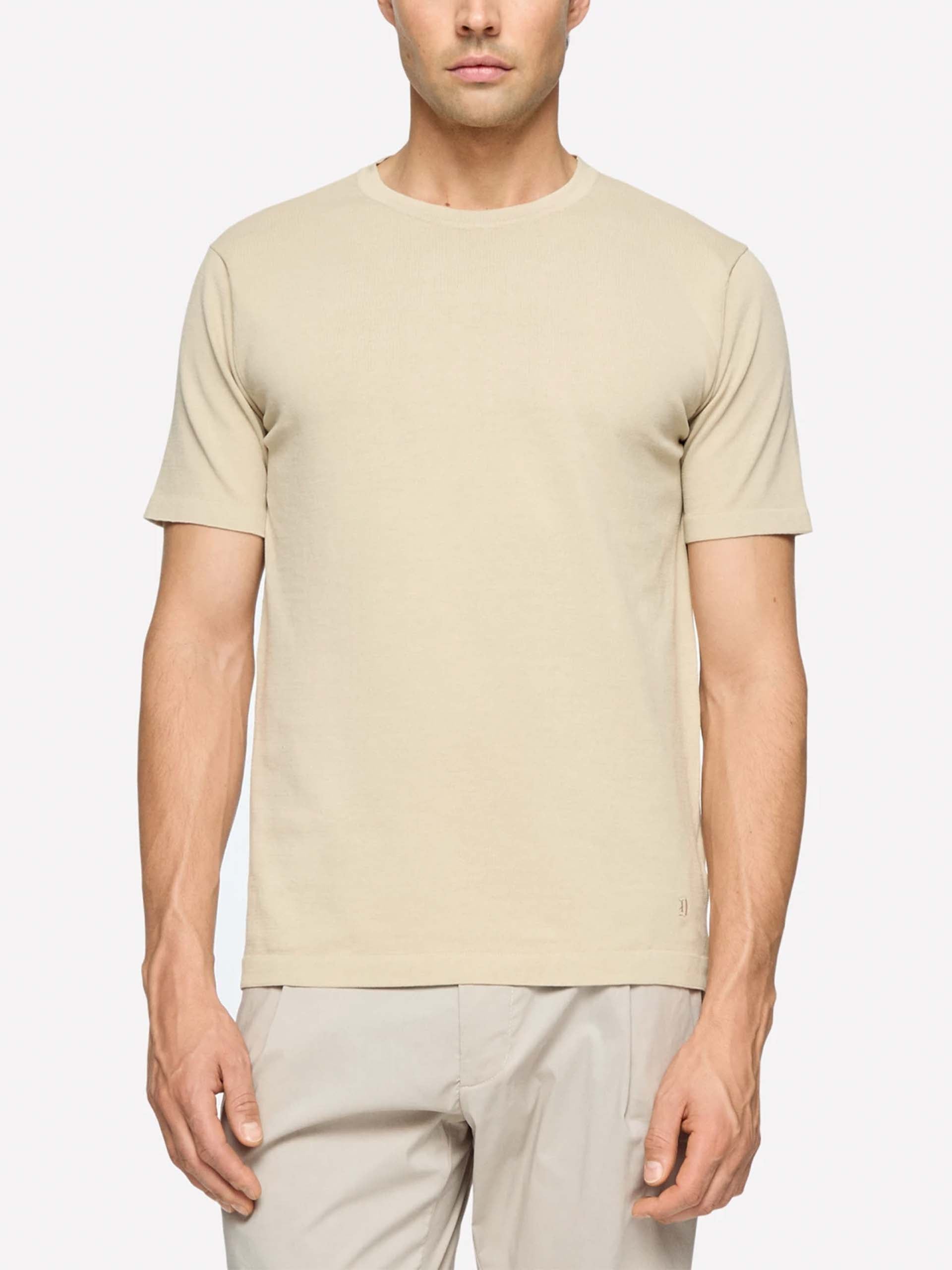 DONDUP - Gestricktes T-Shirt für Herren in Creme Beige - Cream Beige