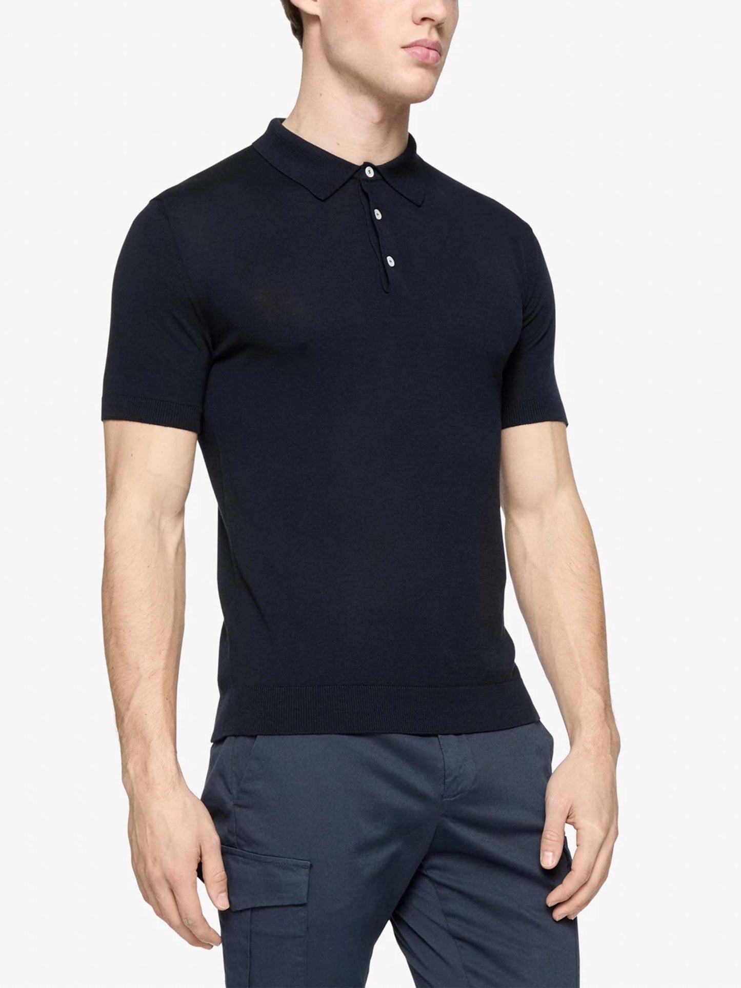 DONDUP - Strick-Poloshirt aus Seidengemisch für Herren in Dunkelblau - Dark blue