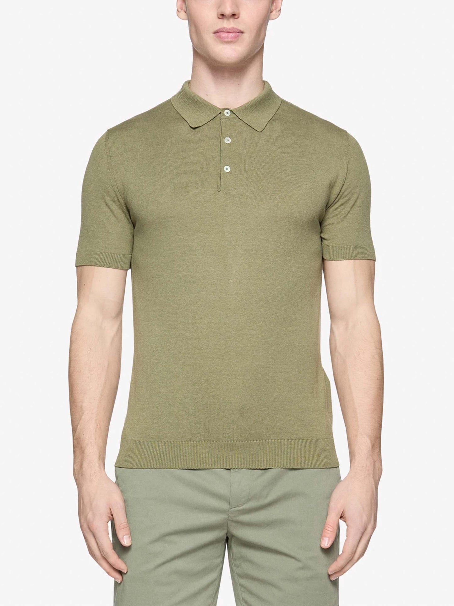 DONDUP - Strick-Poloshirt aus Seidengemisch für Herren in Salbeigrün - Sage green