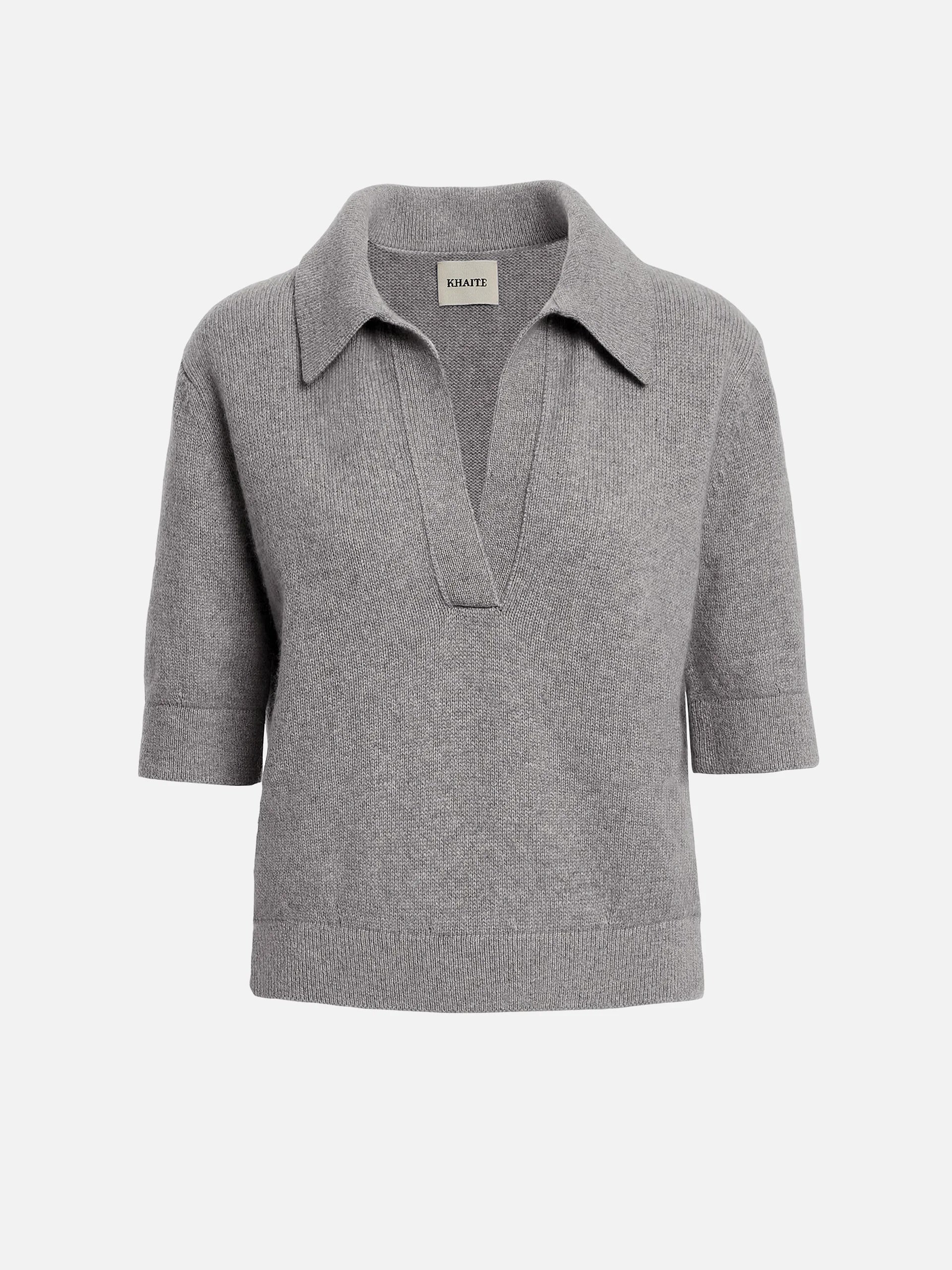 KHAITE - Kurzarm-Pullover Shrunken Jo für Damen in Warm Grau - Warm gray