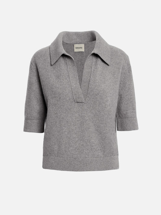 KHAITE - Kurzarm-Pullover Shrunken Jo für Damen in Warm Grau - Warm gray