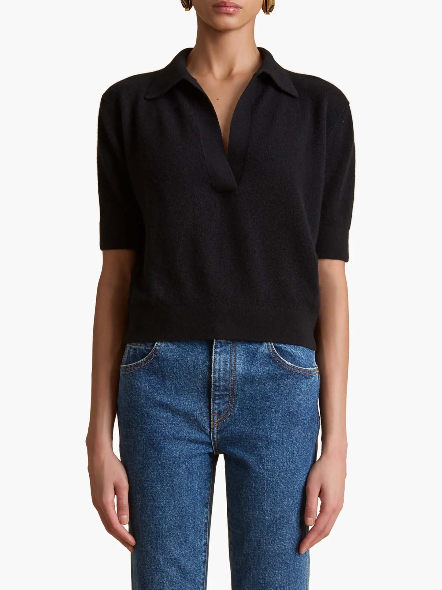 KHAITE - Kurzarm-Pullover Shrunken Jo für Damen in Schwarz - Black