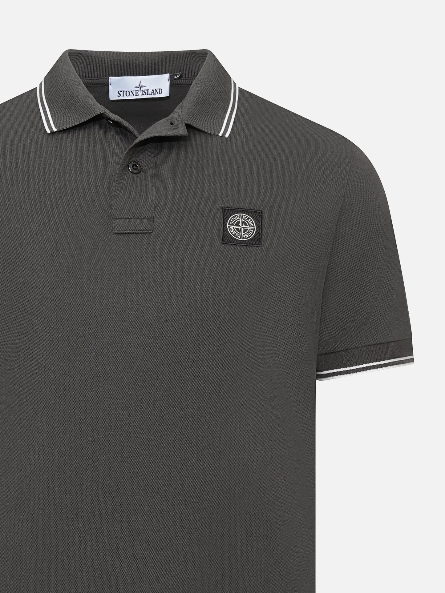 STONE ISLAND - Poloshirt mit Logo-Patch für Herren in Anthrazitgrau - Anthracite grey