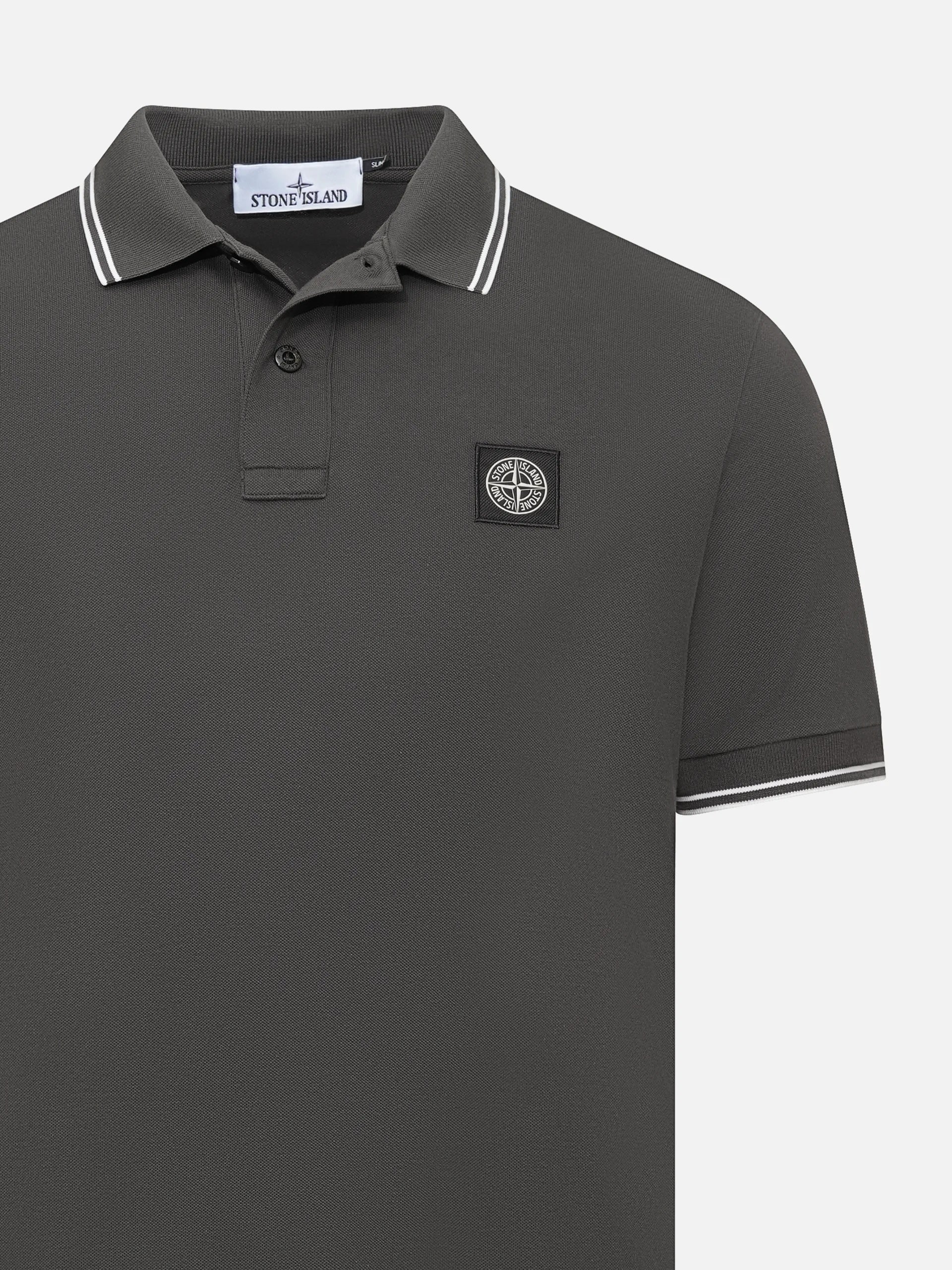STONE ISLAND - Poloshirt mit Logo-Patch für Herren in Anthrazitgrau - Anthracite grey