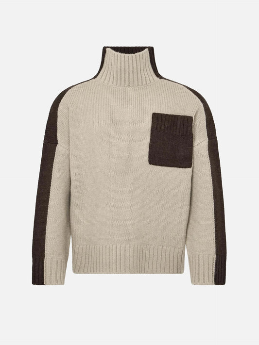 JW ANDERSON - Zweifarbiger Rollkragenpullover mit Brusttasche