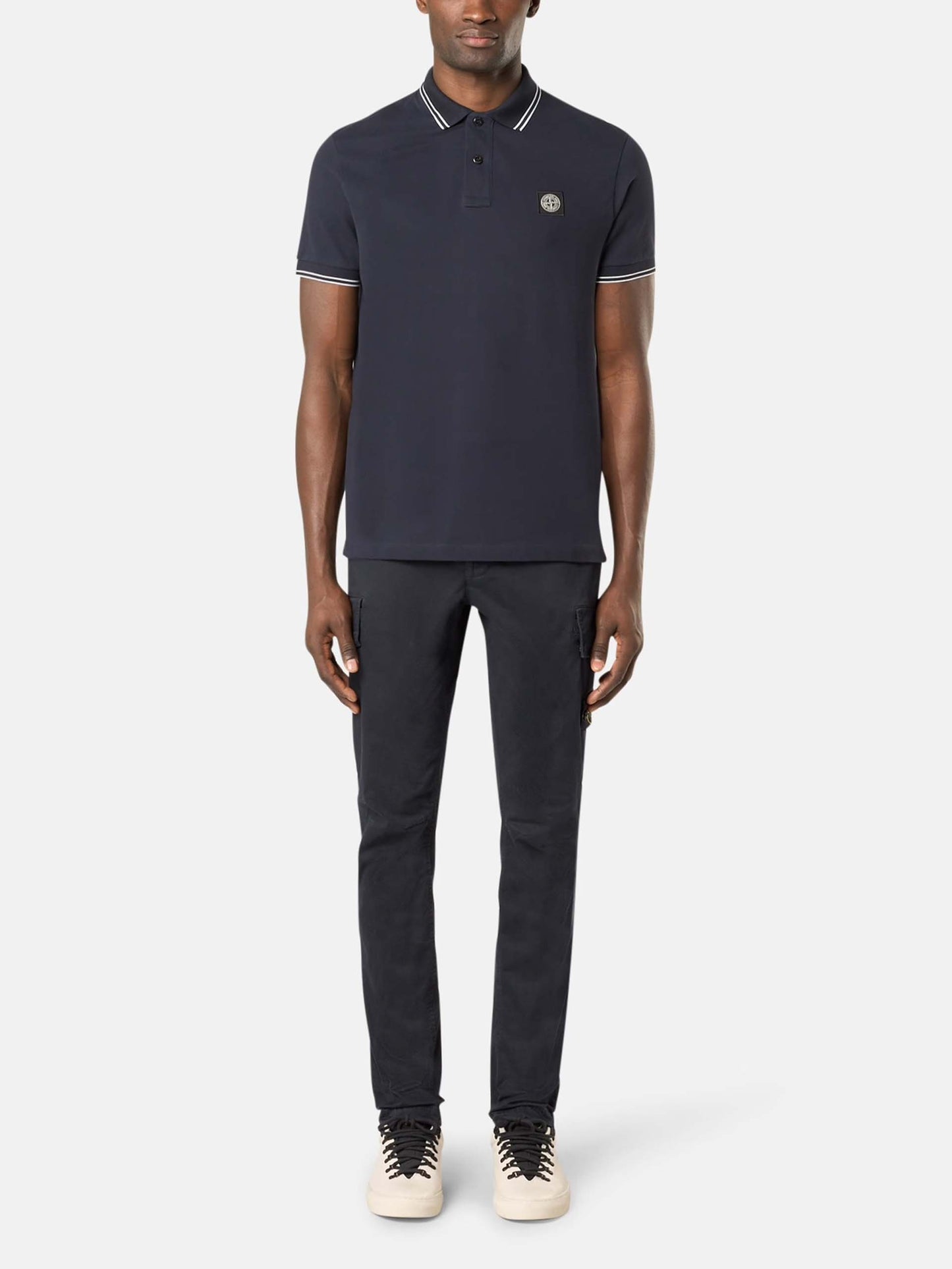 STONE ISLAND - Poloshirt mit Logo-Patch für Herren in Navy Blau - Navy blue