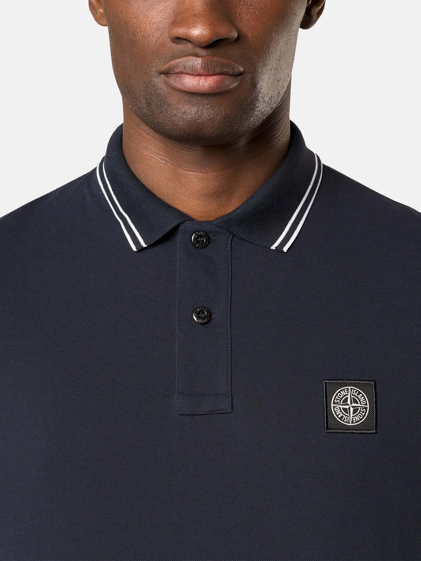 STONE ISLAND - Poloshirt mit Logo-Patch für Herren in Navy Blau - Navy blue