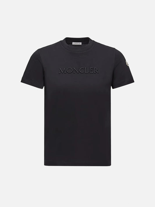 MONCLER - T-Shirt mit Logo-Stickerei für Damen in Schwarz - Black