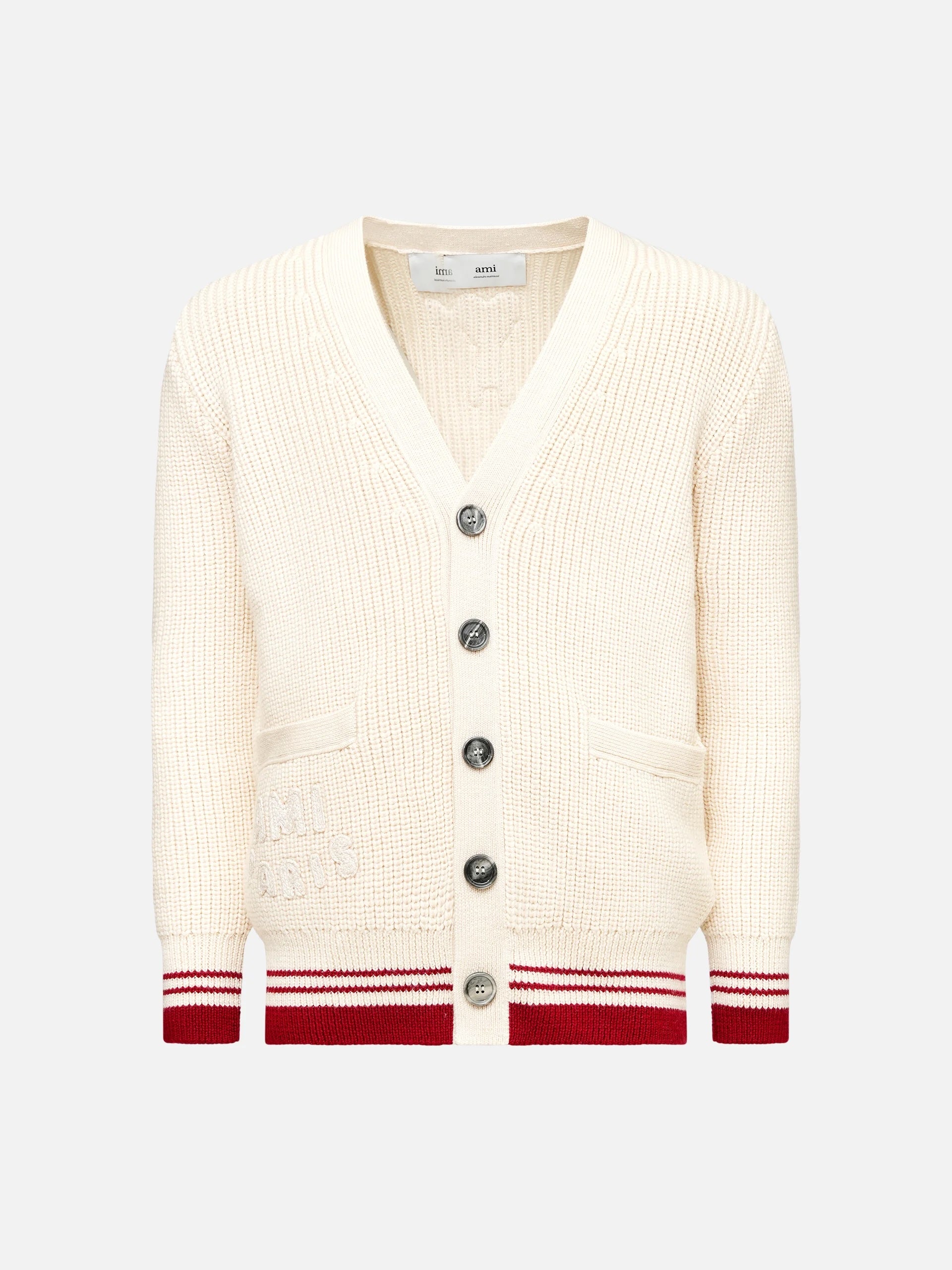 AMI PARIS - Gerippter Cardigan mit Logo-Details