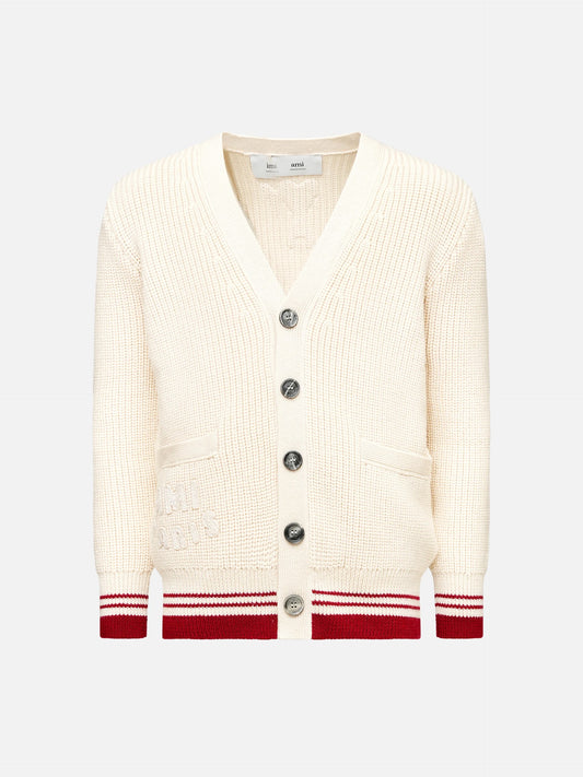 AMI PARIS - Gerippter Cardigan mit Logo-Details
